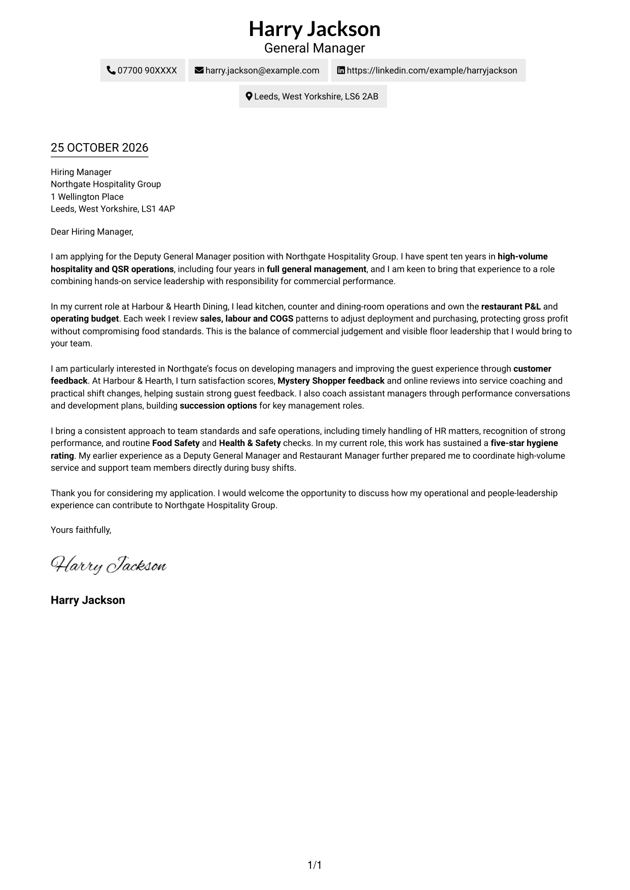 Cover letter example — page 1