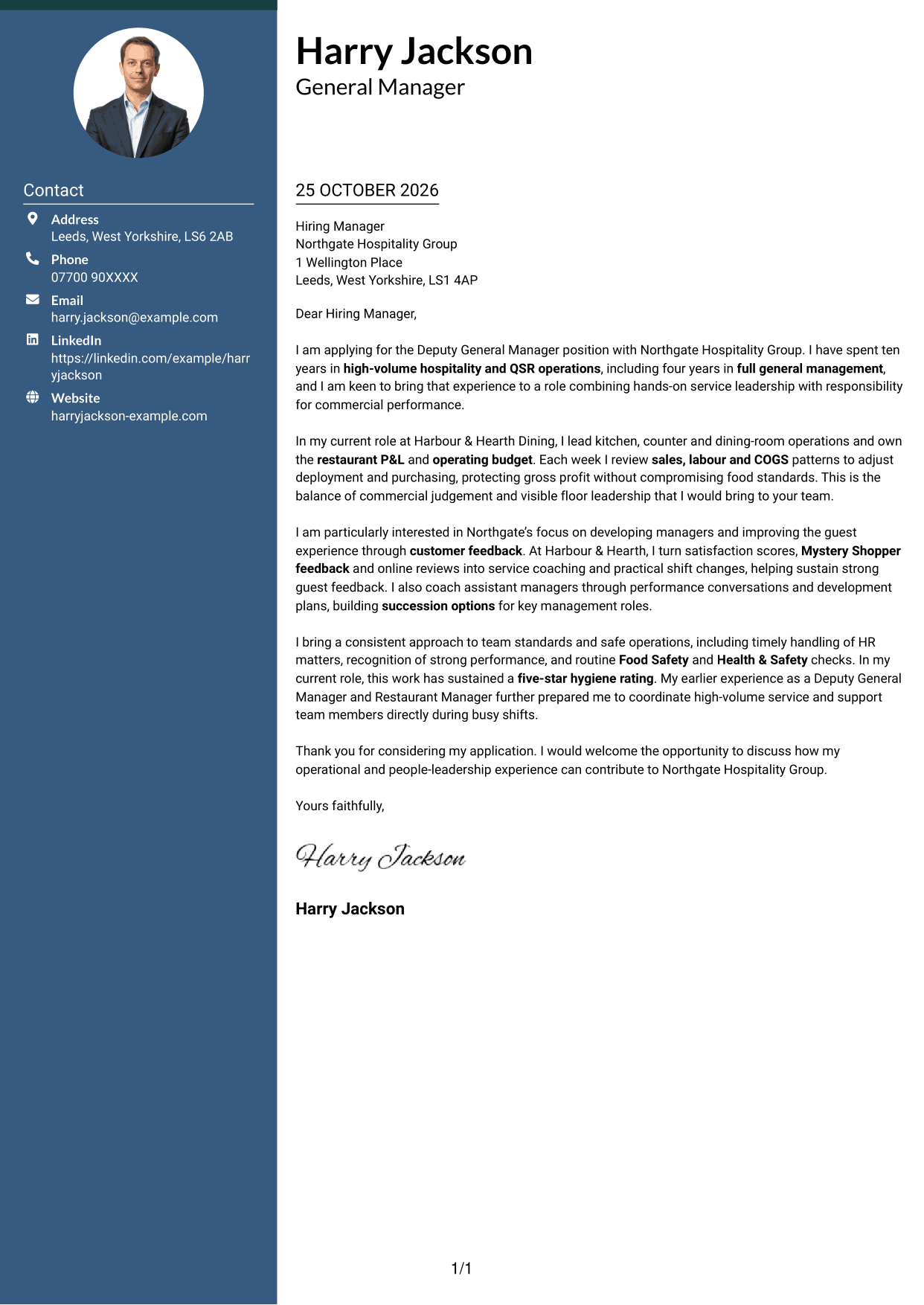 Cover letter example — page 1