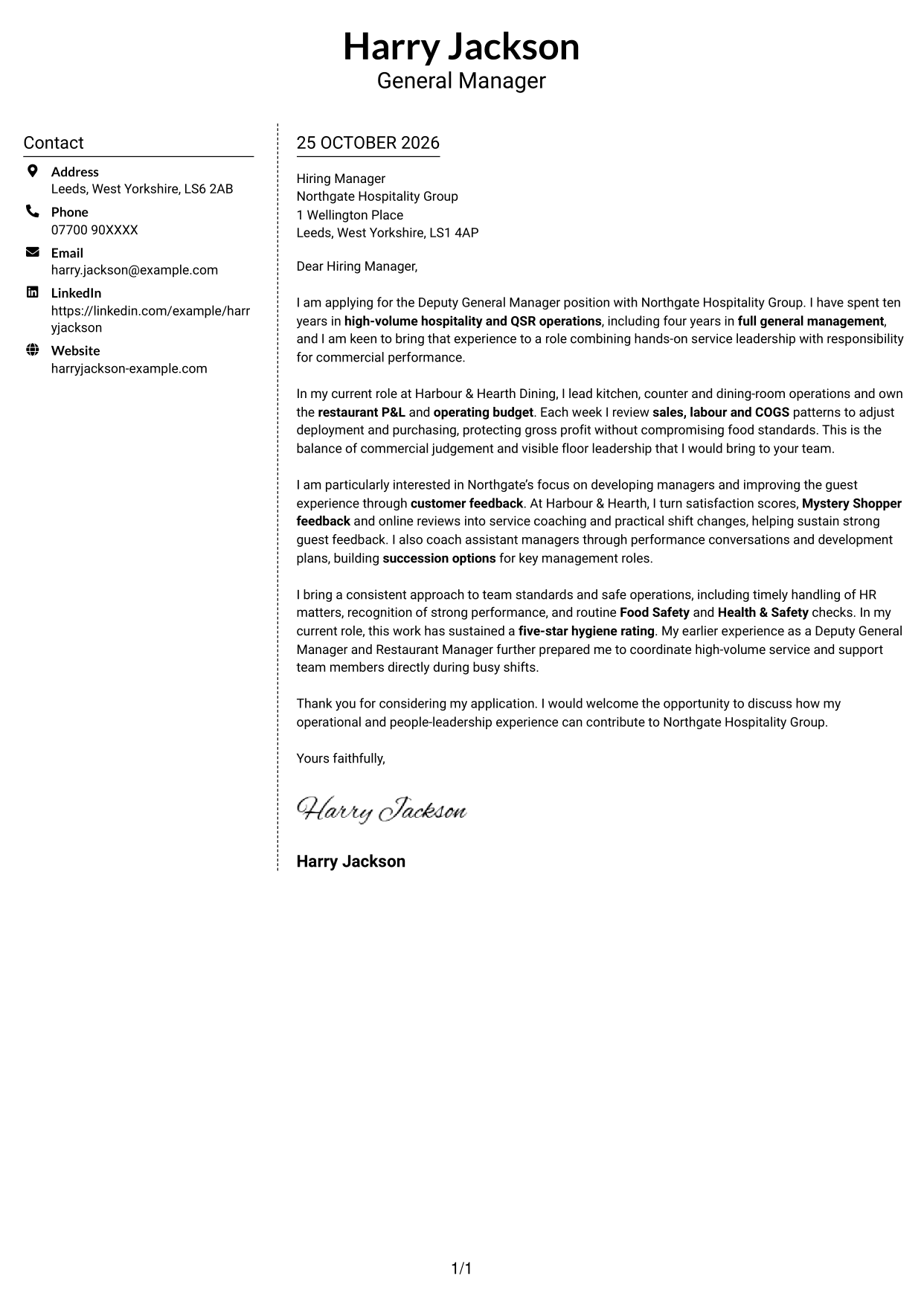 Cover letter example — page 1