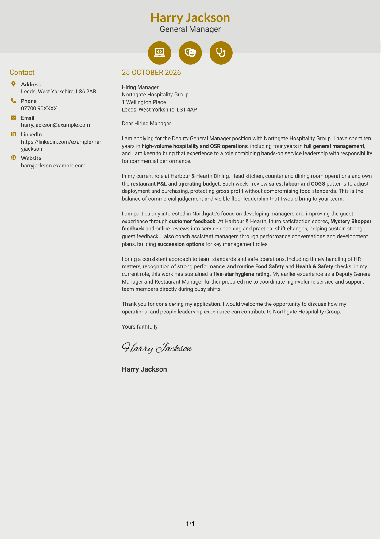 Cover letter example — page 1