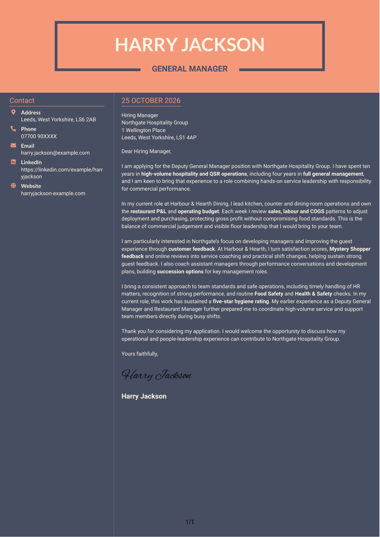 Cover letter example — page 1