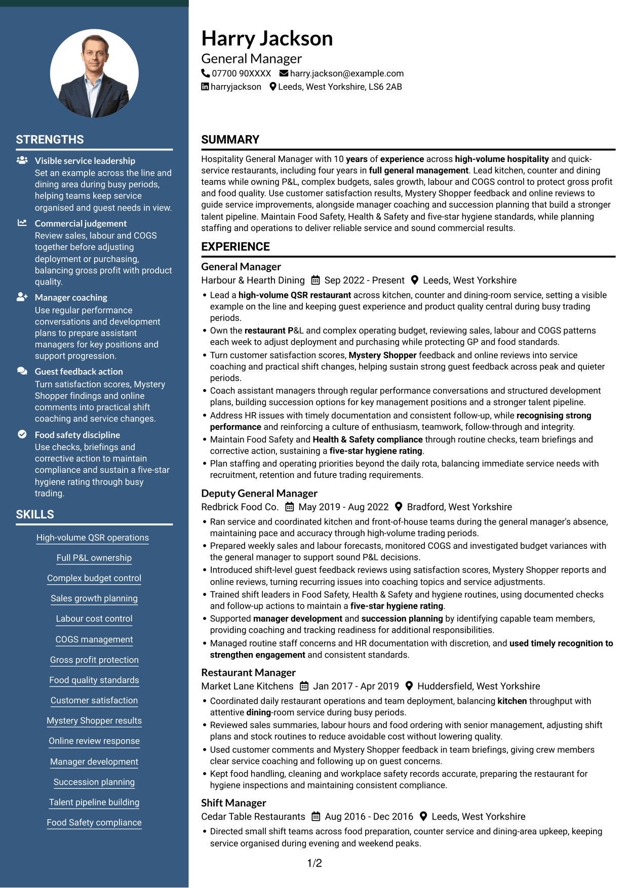 CV example — page 1