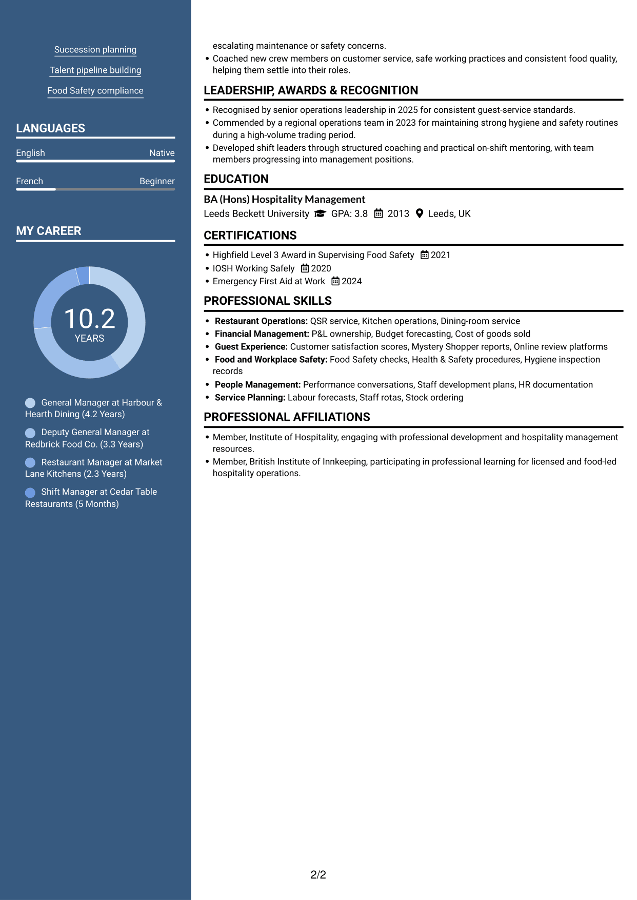 CV example — page 2