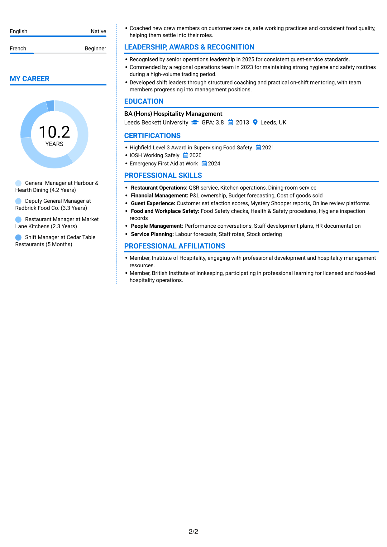 CV example — page 2