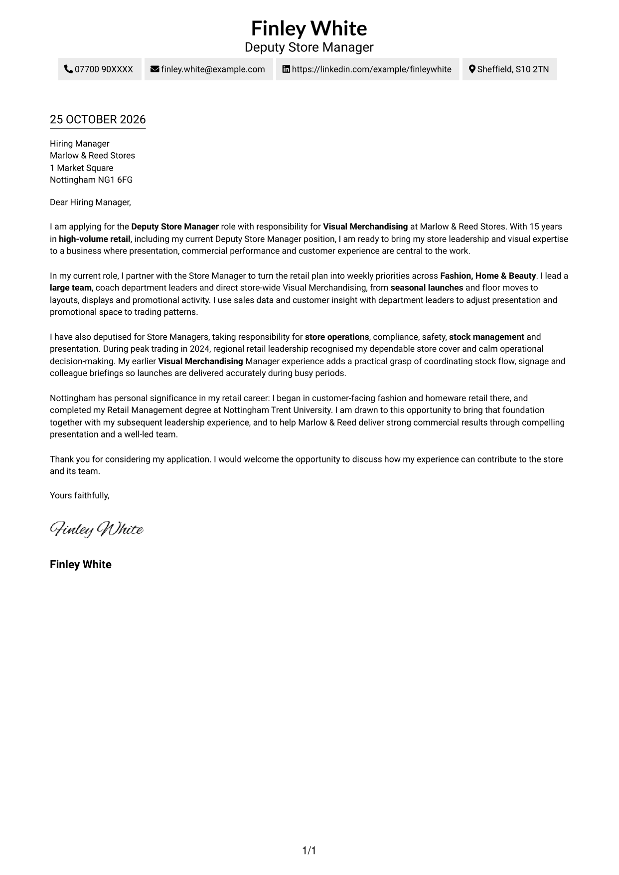 Cover letter example — page 1
