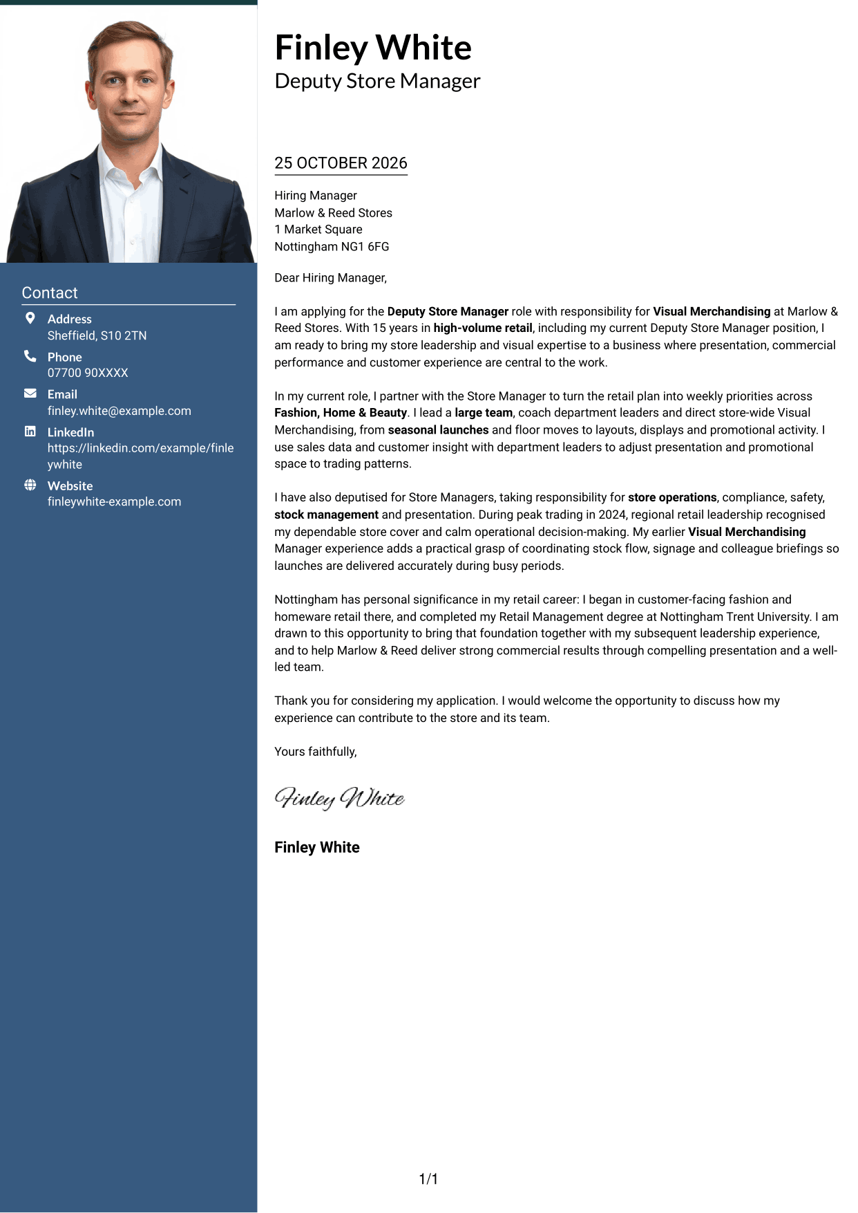 Cover letter example — page 1