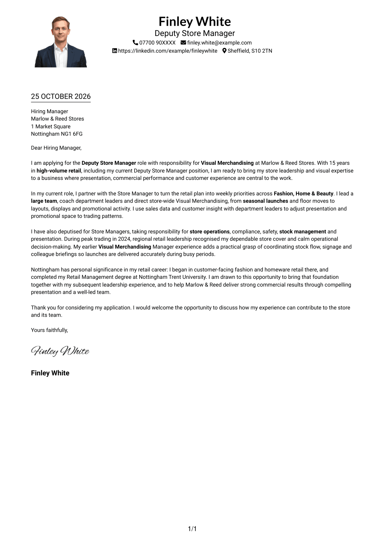Cover letter example — page 1