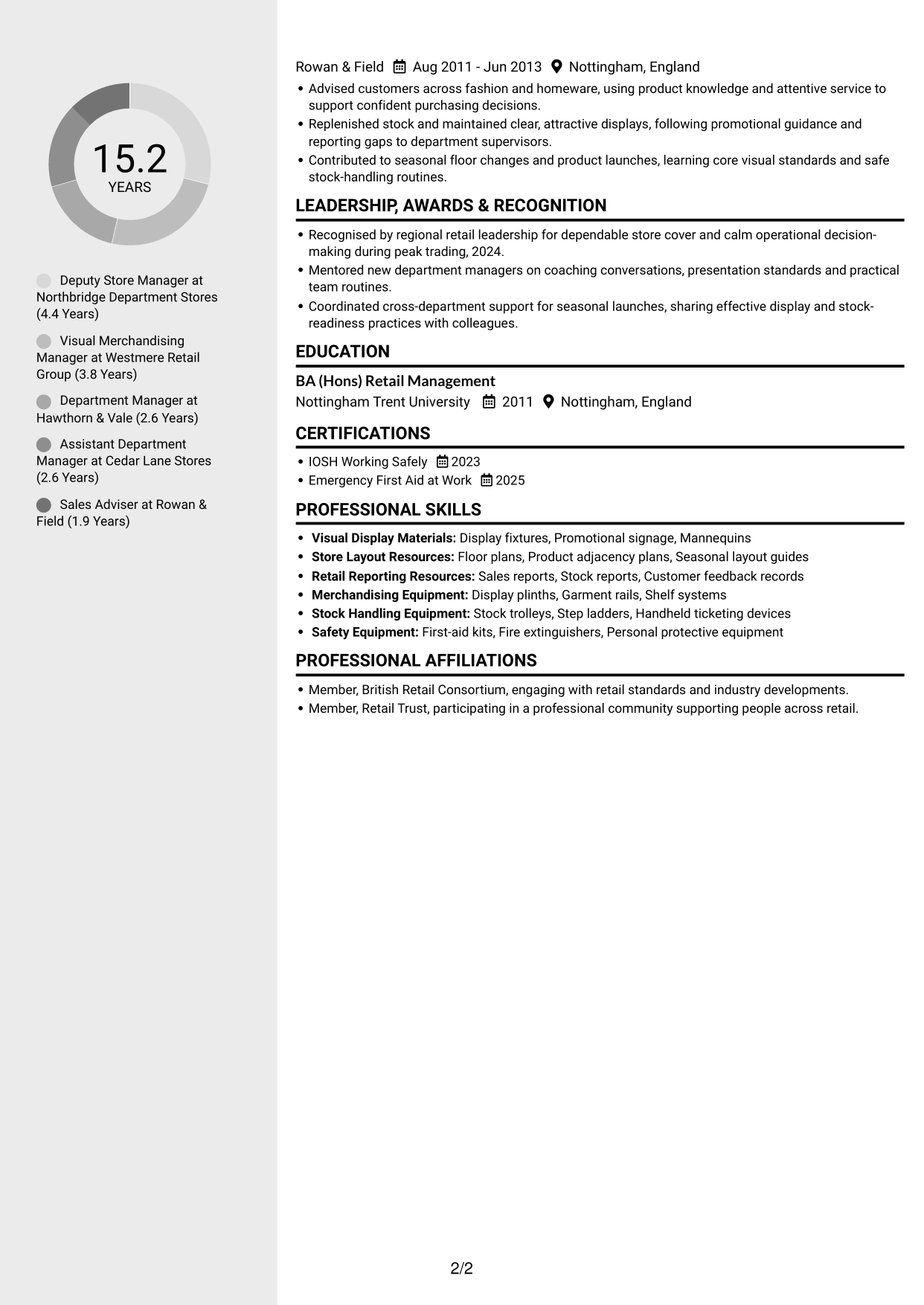 CV example — page 2