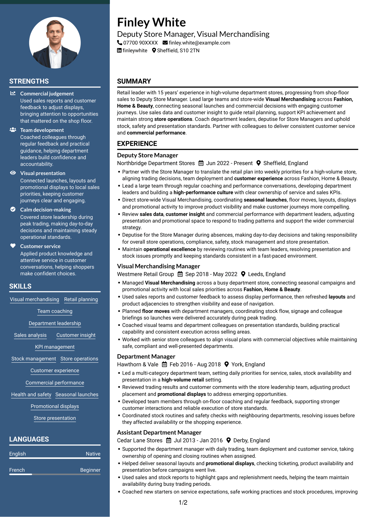 CV example — page 1
