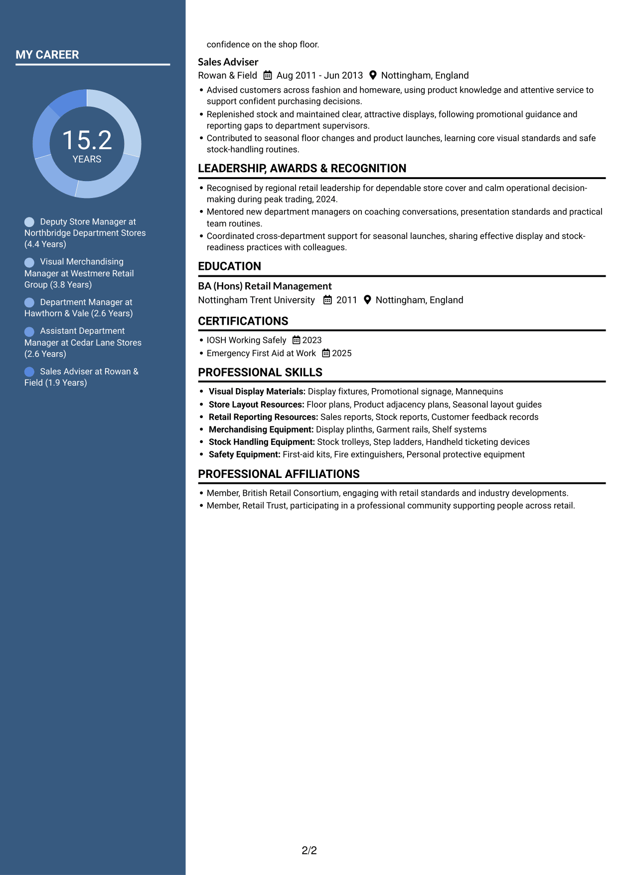 CV example — page 2