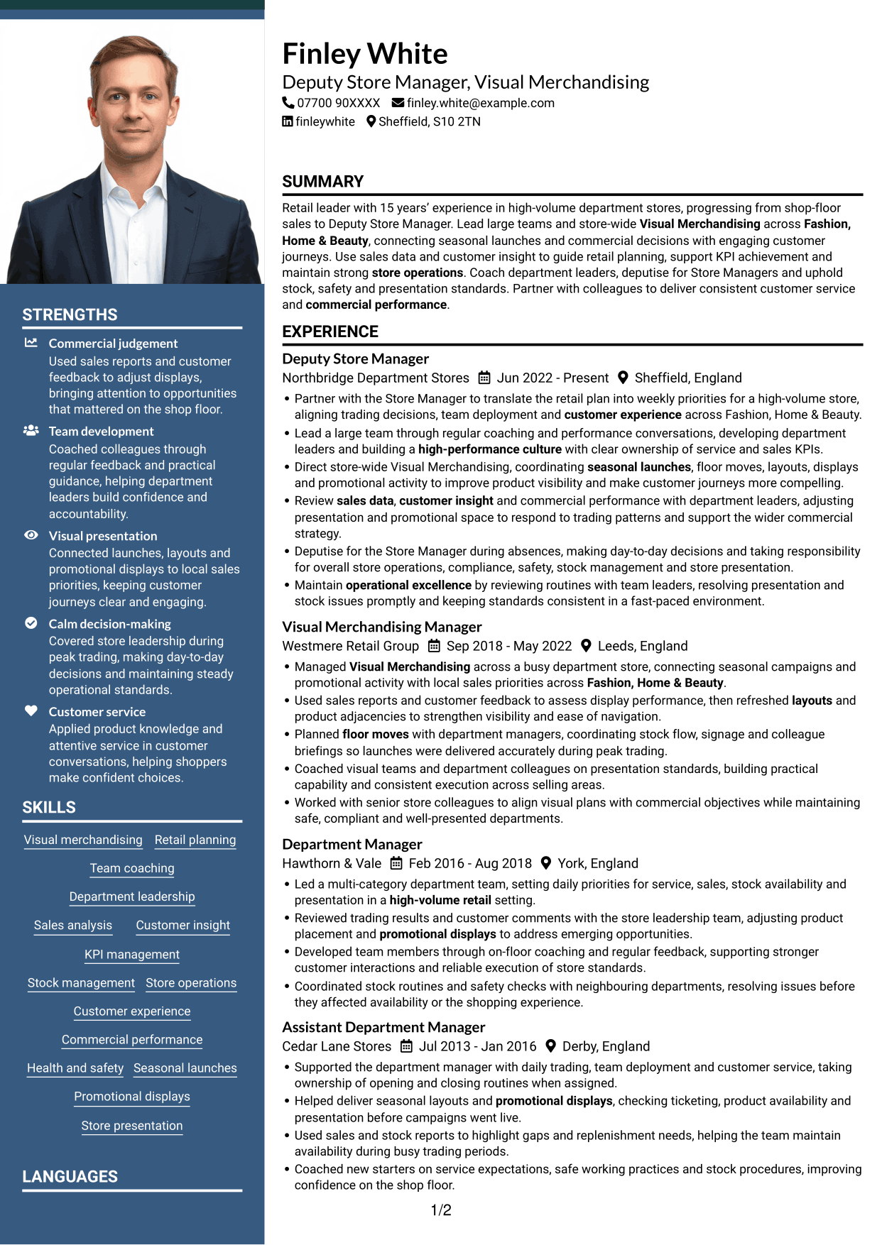 CV example — page 1