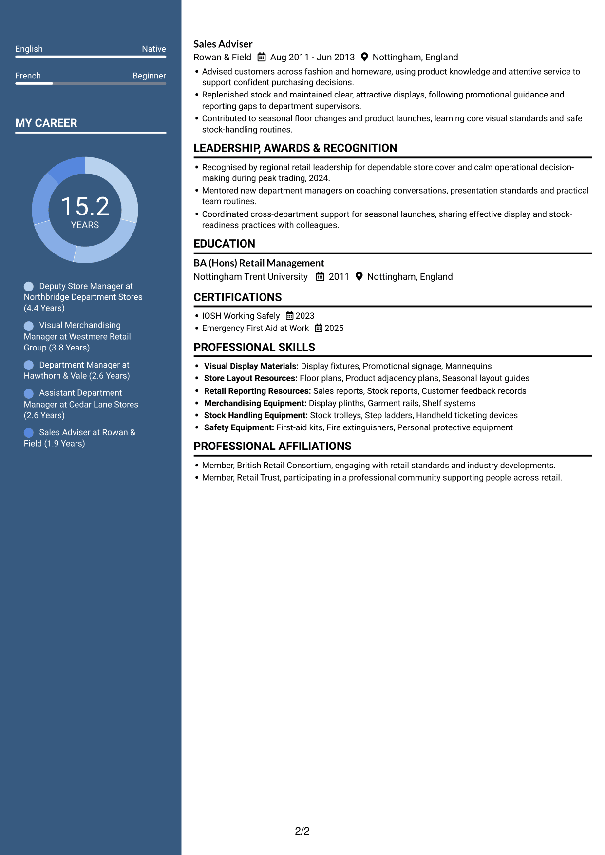 CV example — page 2