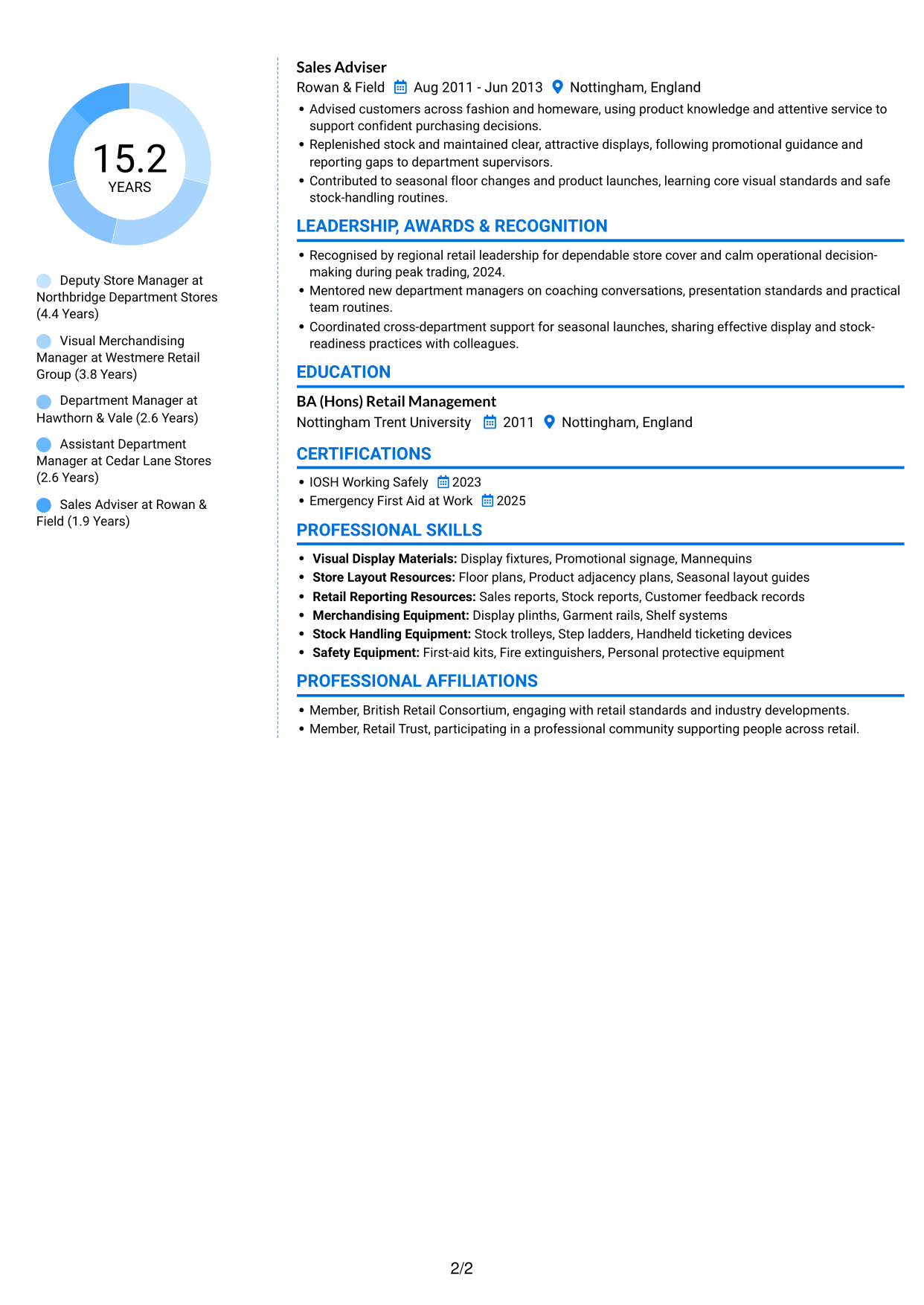 CV example — page 2