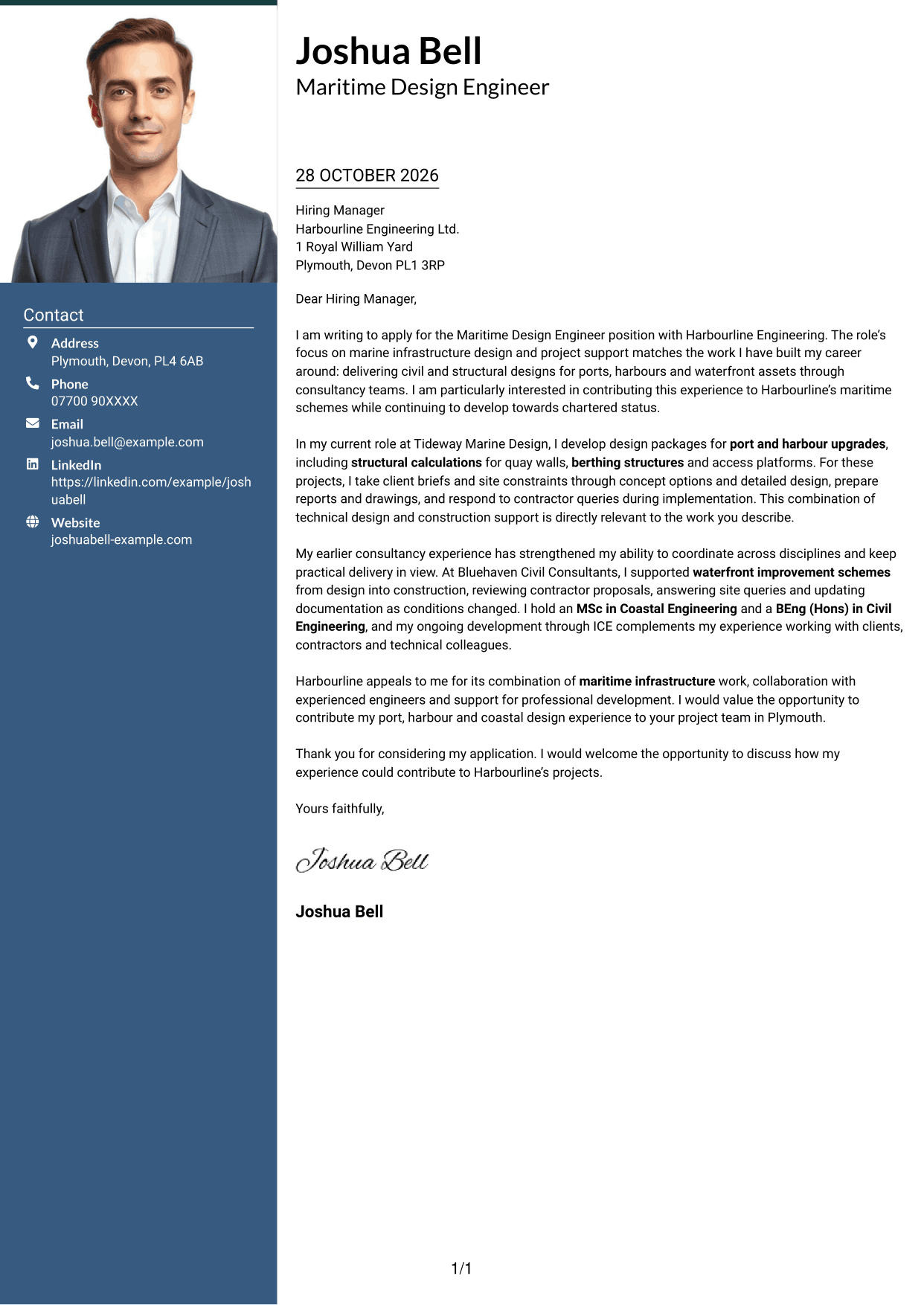 Cover letter example — page 1