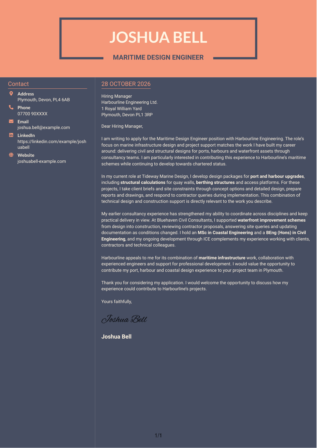 Cover letter example — page 1