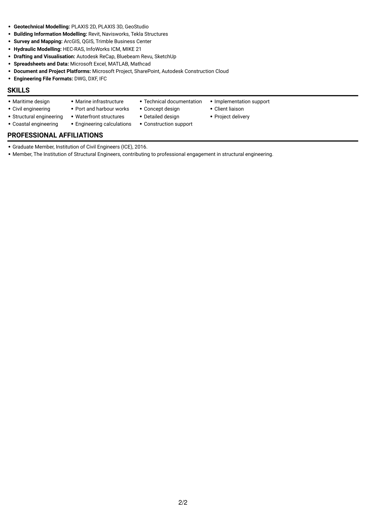 CV example — page 2