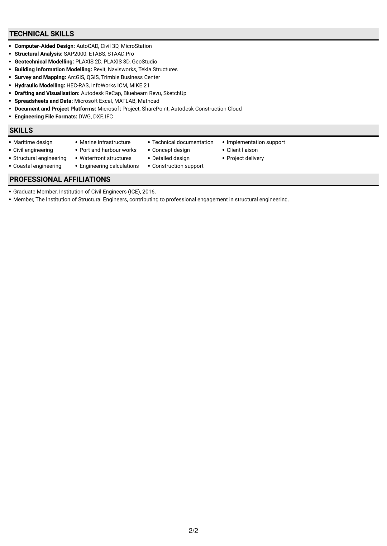 CV example — page 2