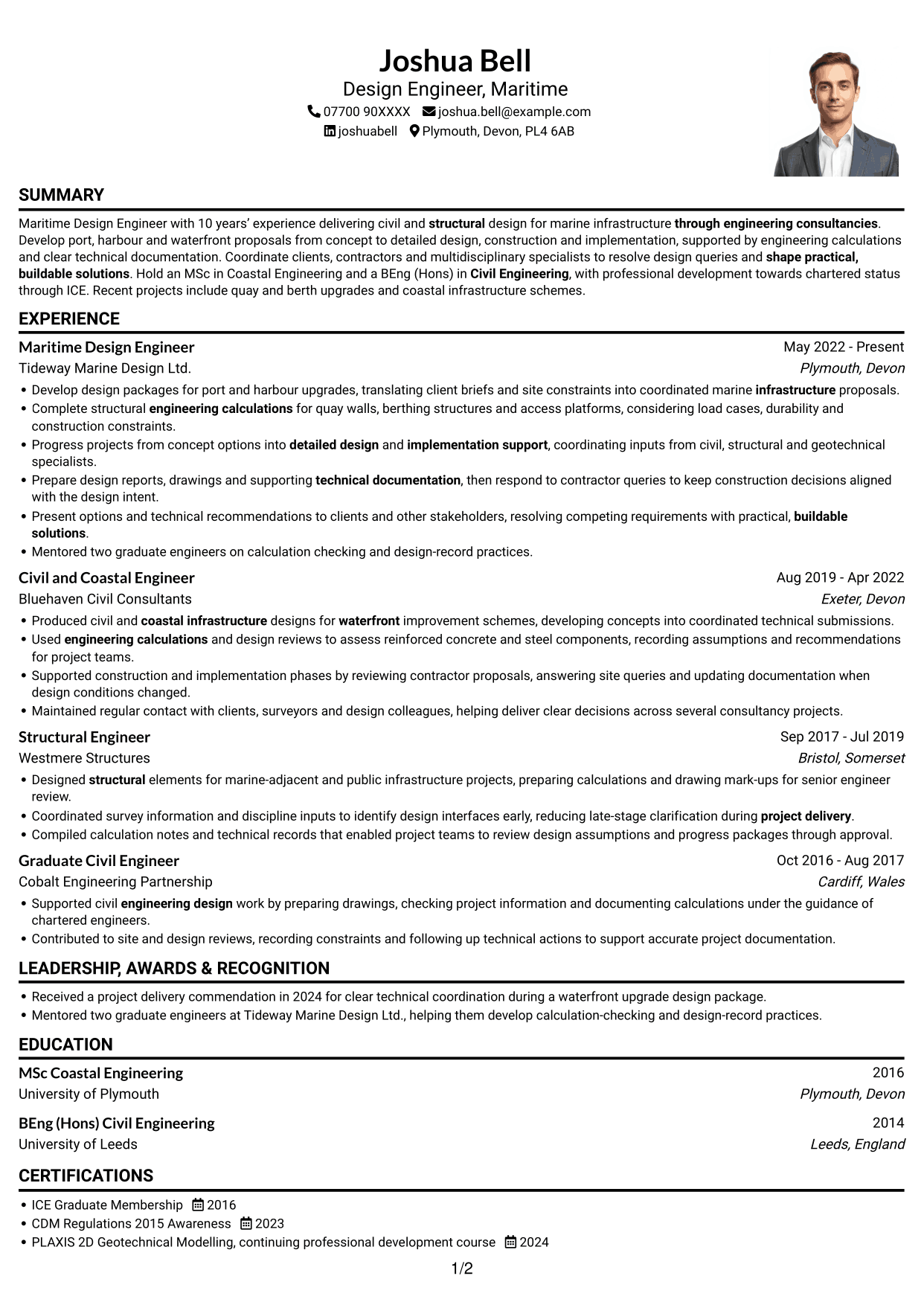 CV example — page 1