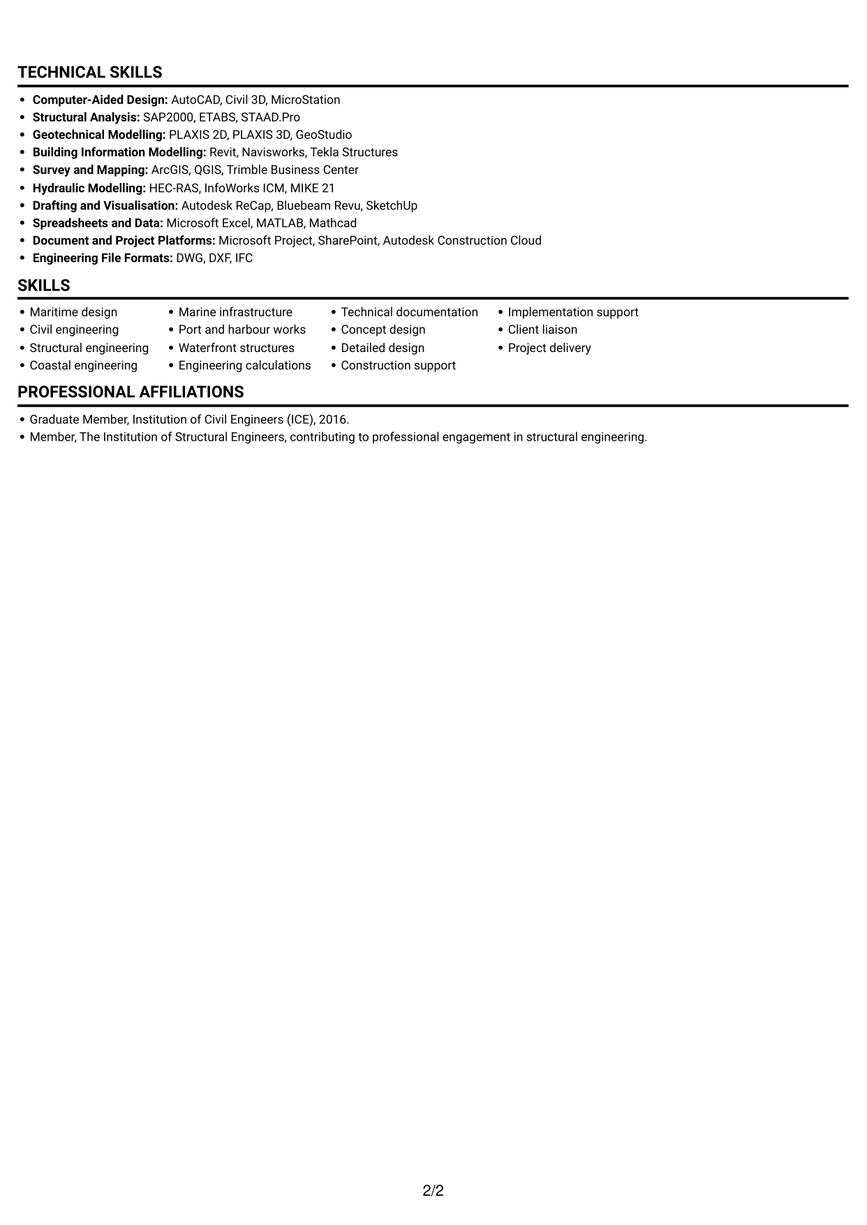CV example — page 2