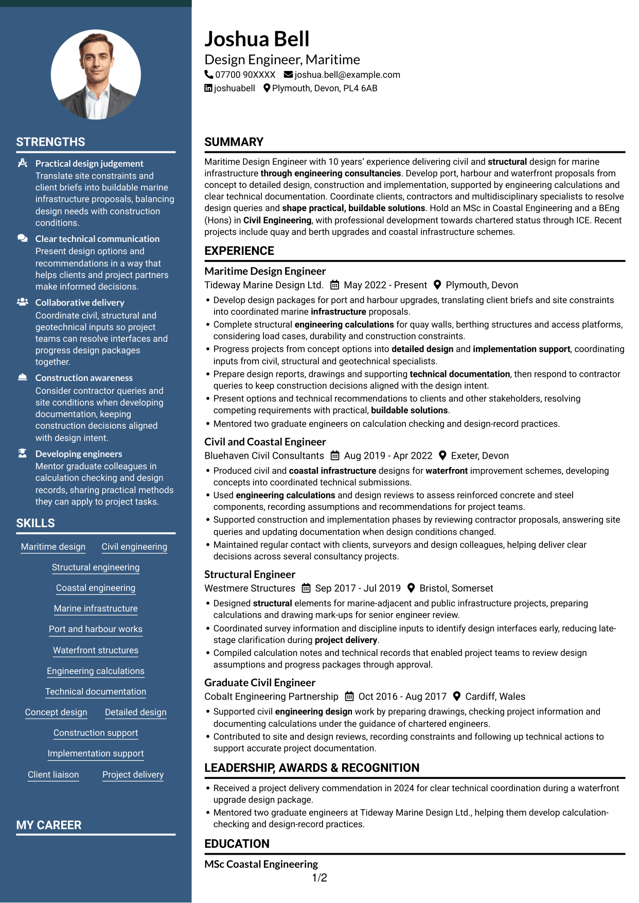 CV example — page 1