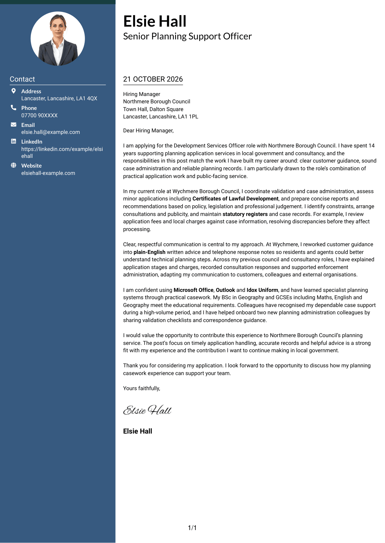 Cover letter example — page 1