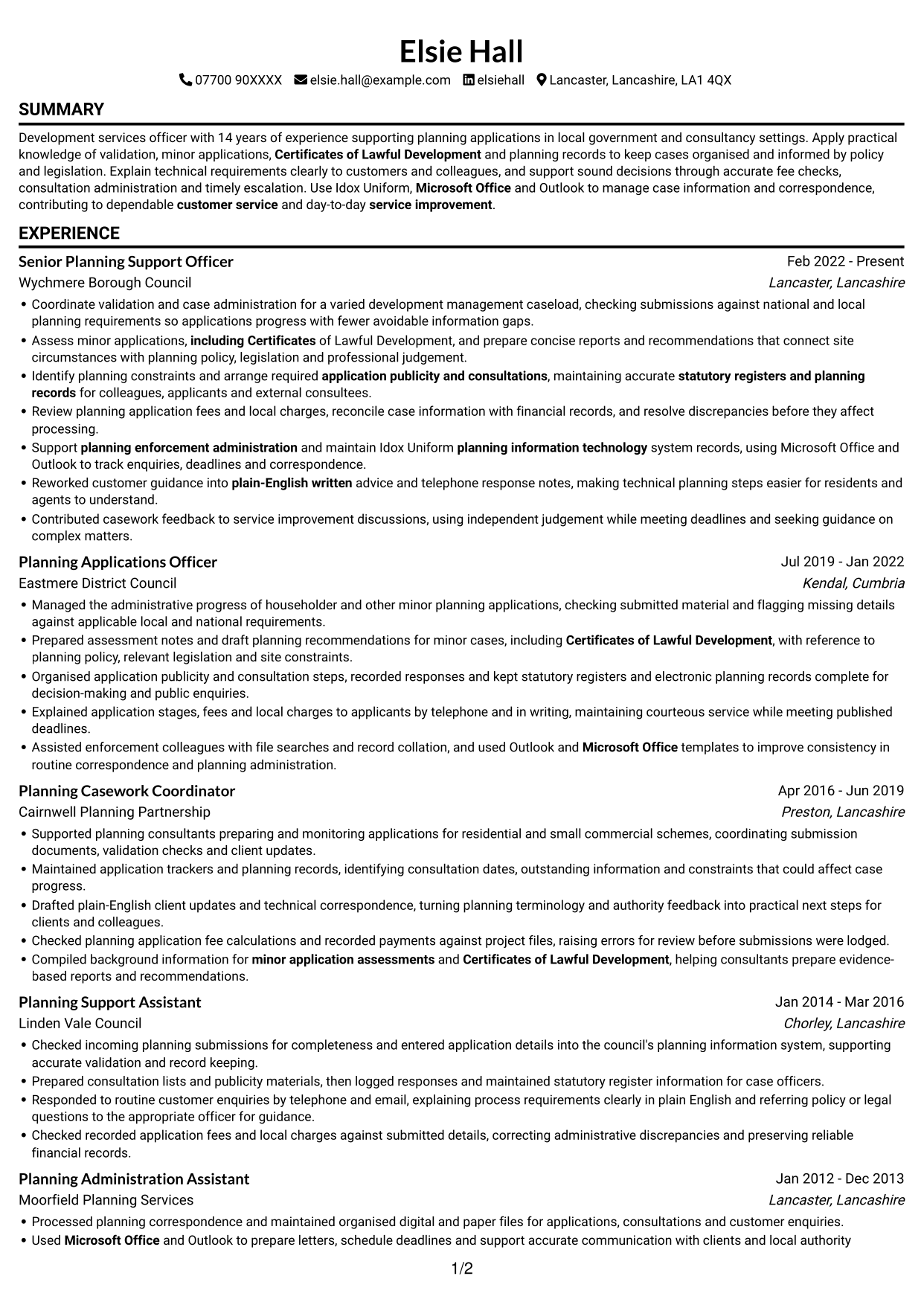 CV example — page 1