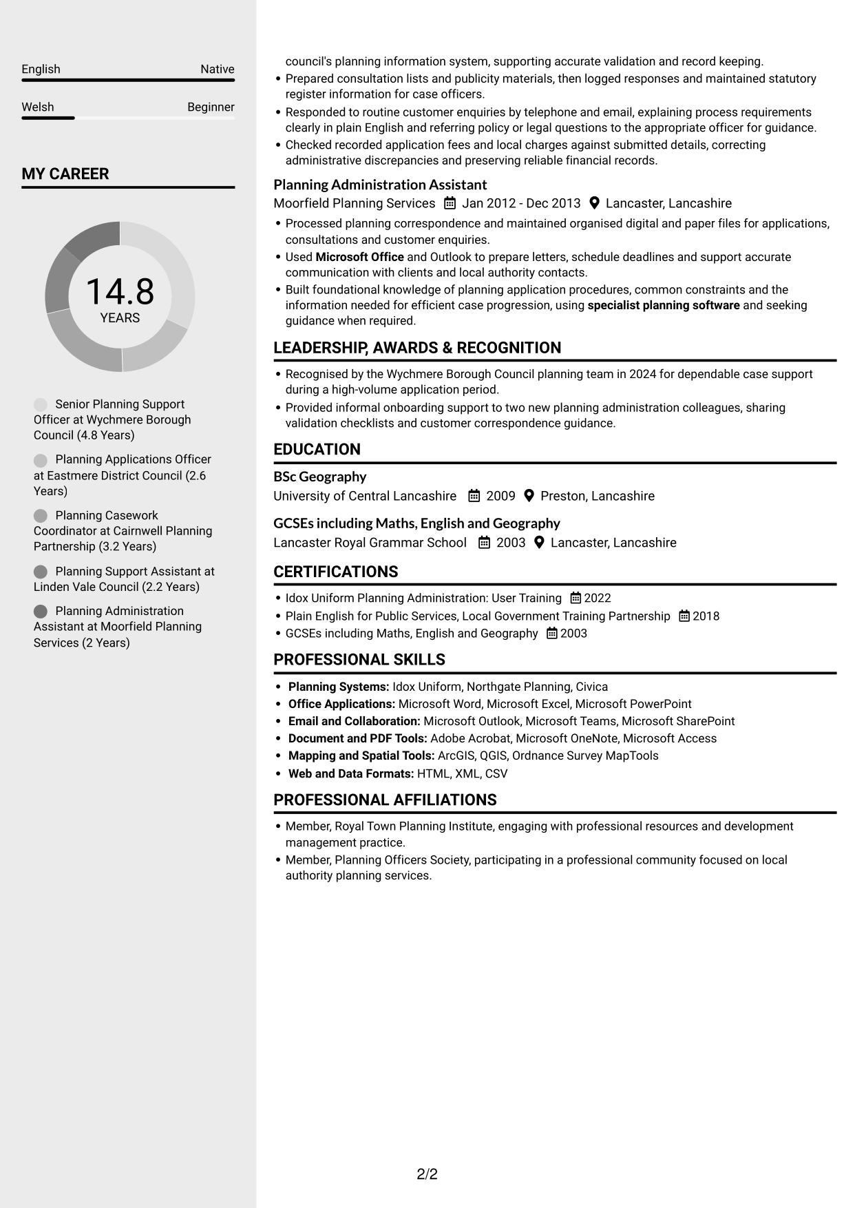 CV example — page 2