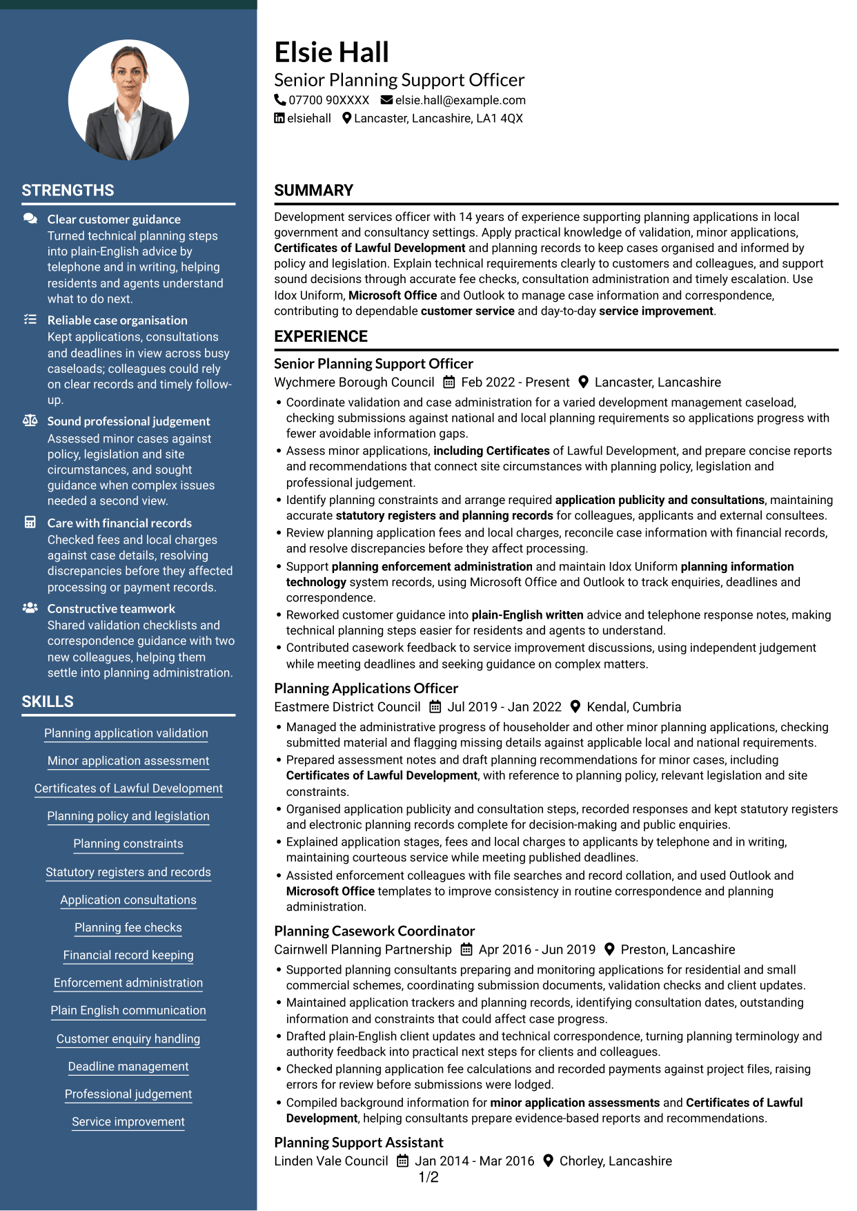 CV example — page 1