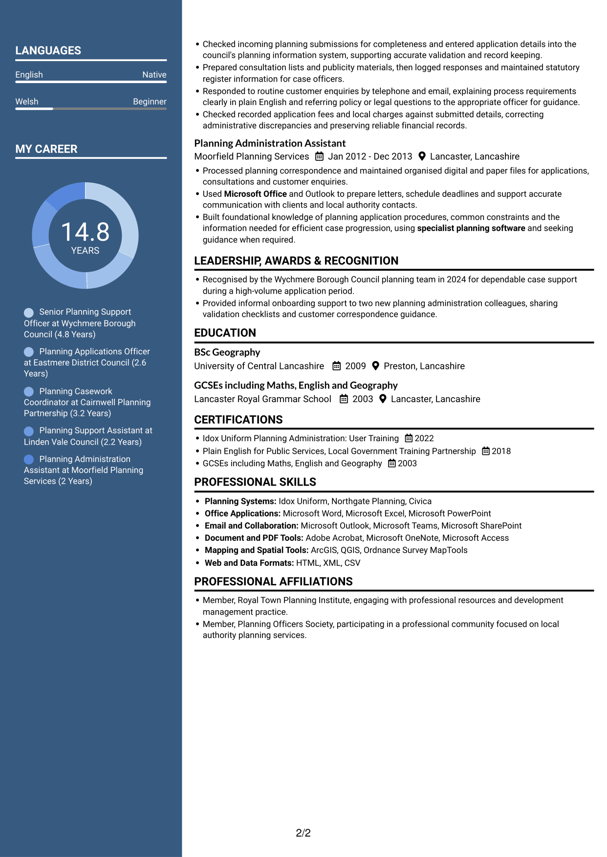 CV example — page 2