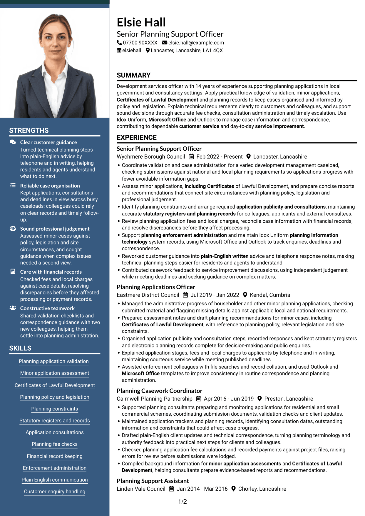 CV example — page 1
