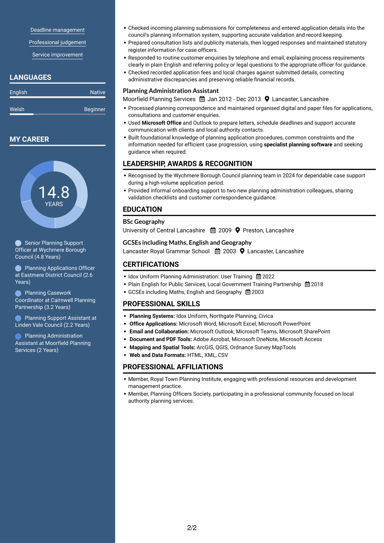 CV example — page 2