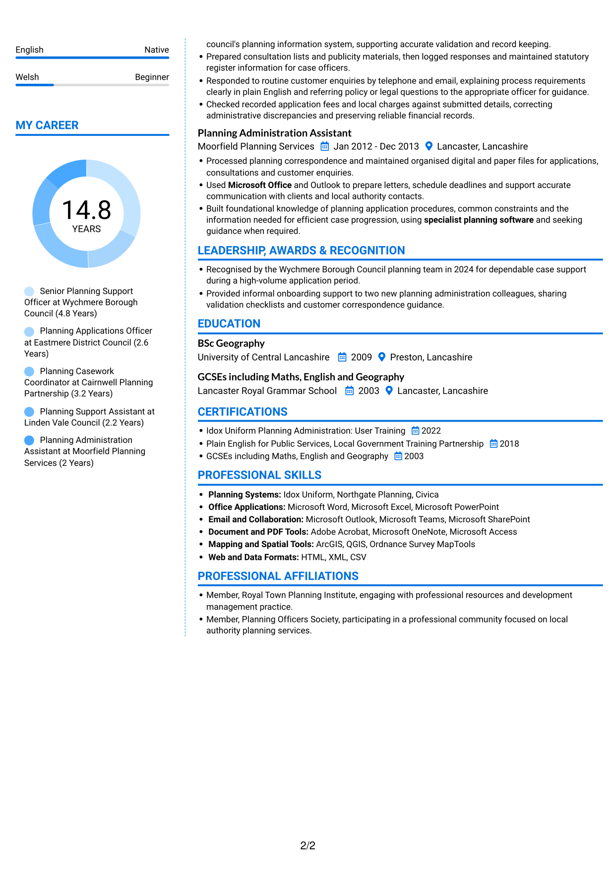 CV example — page 2