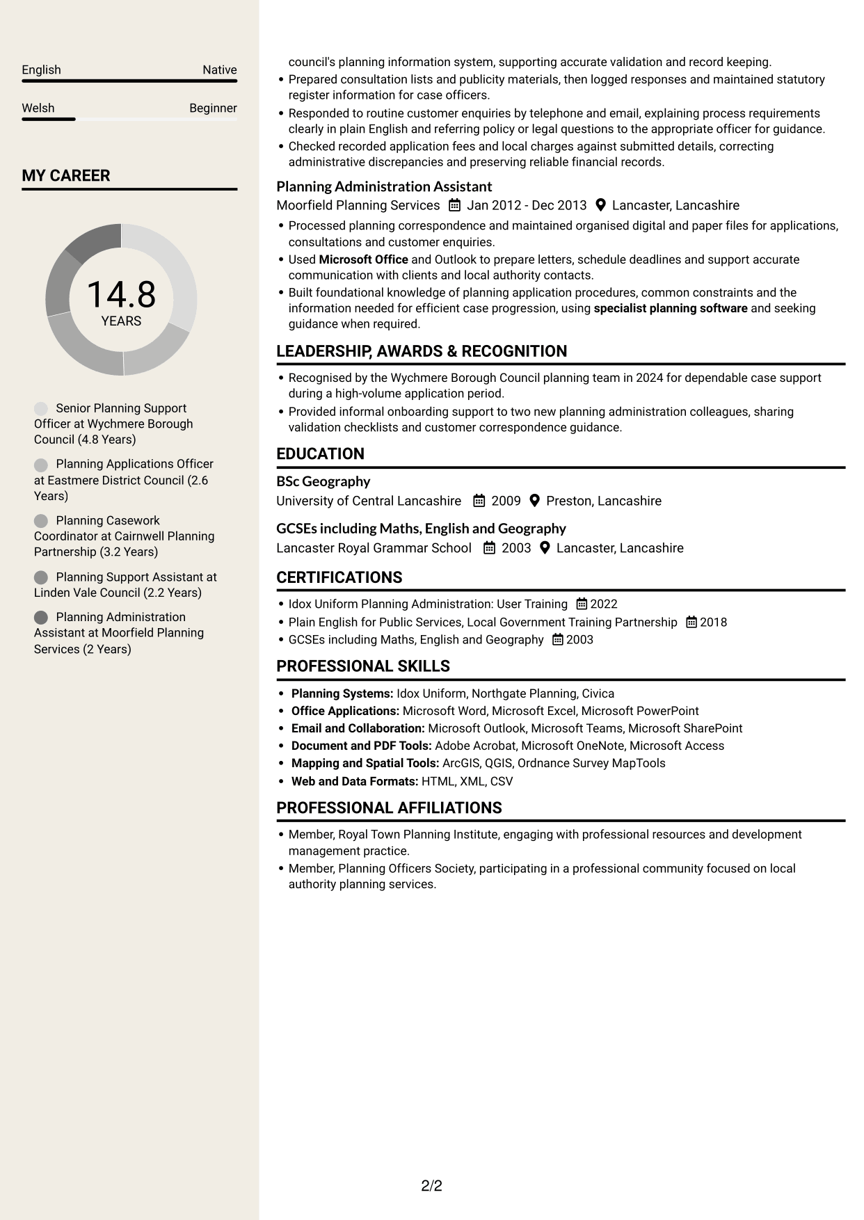 CV example — page 2