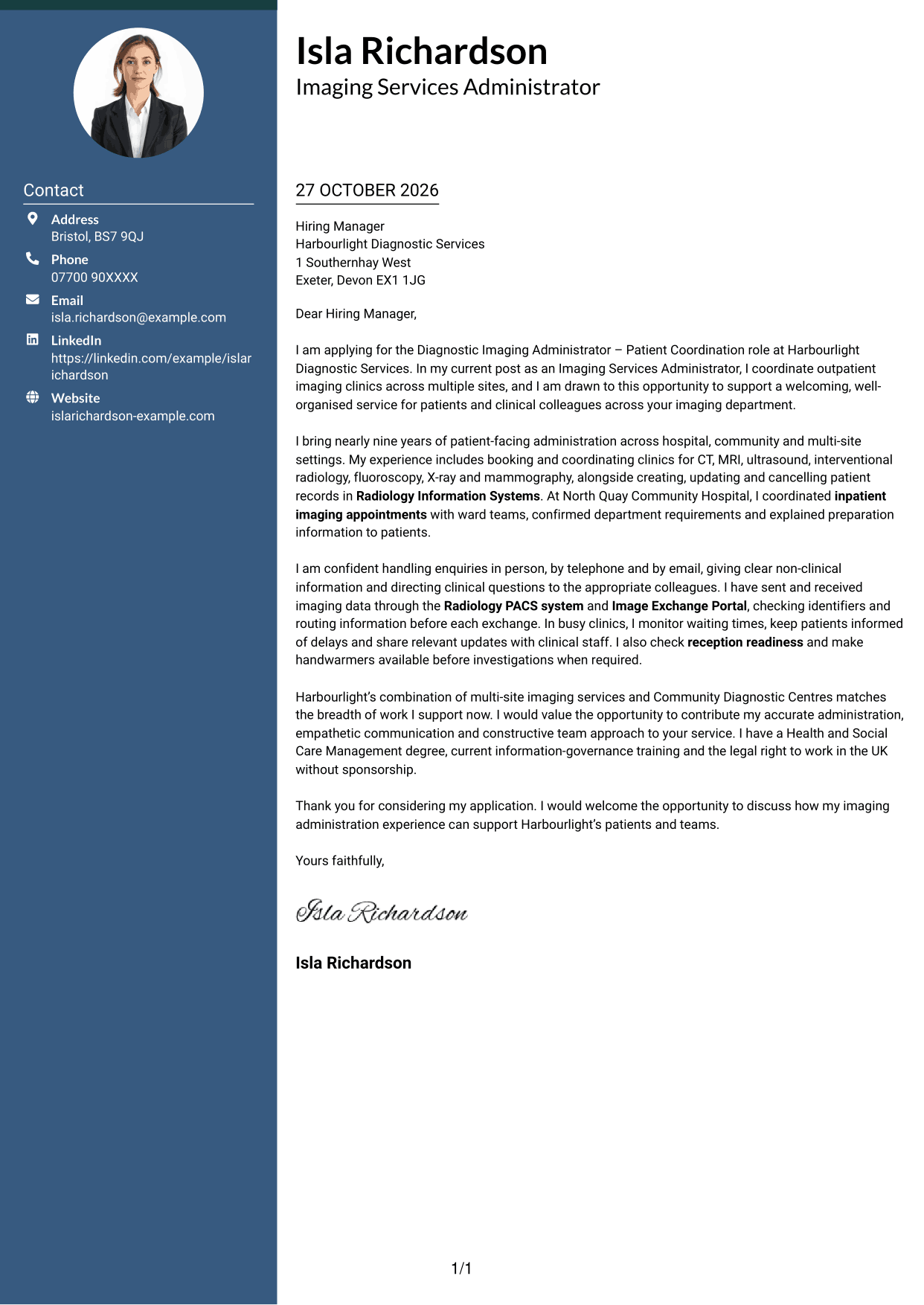 Cover letter example — page 1