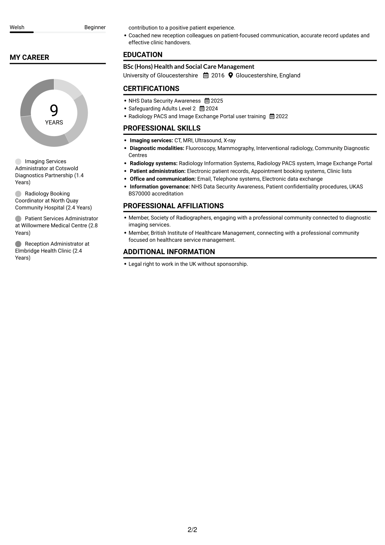 CV example — page 2
