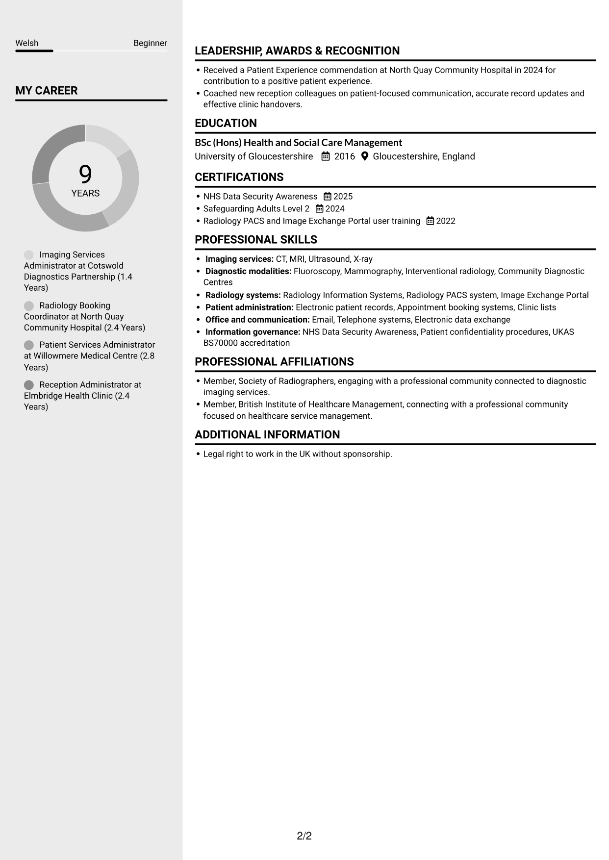 CV example — page 2
