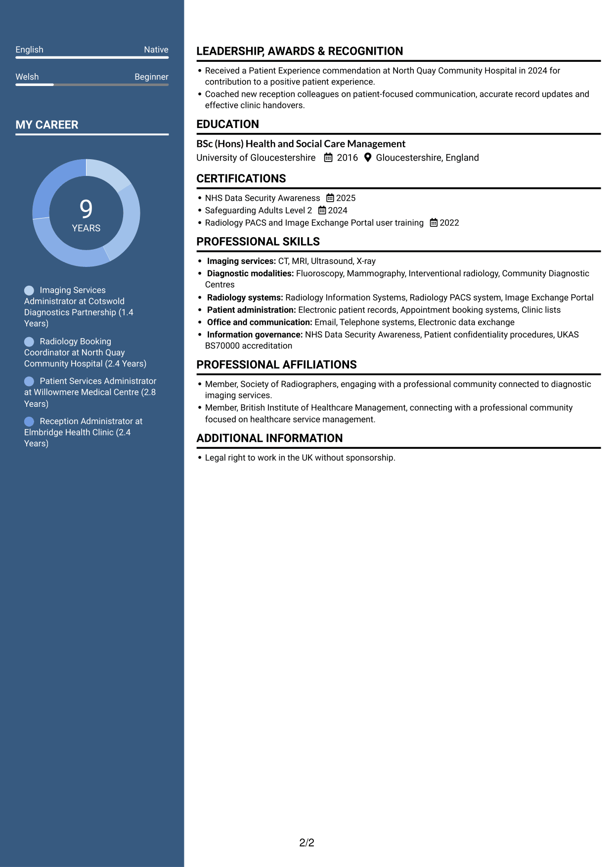 CV example — page 2