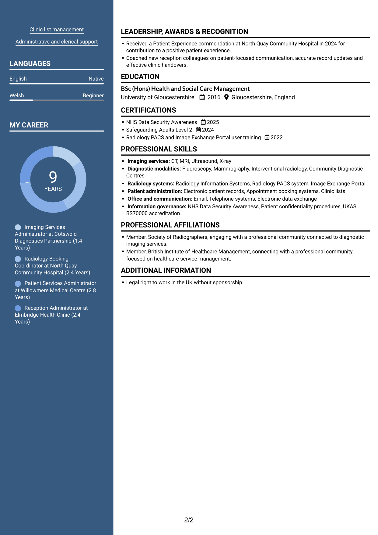 CV example — page 2