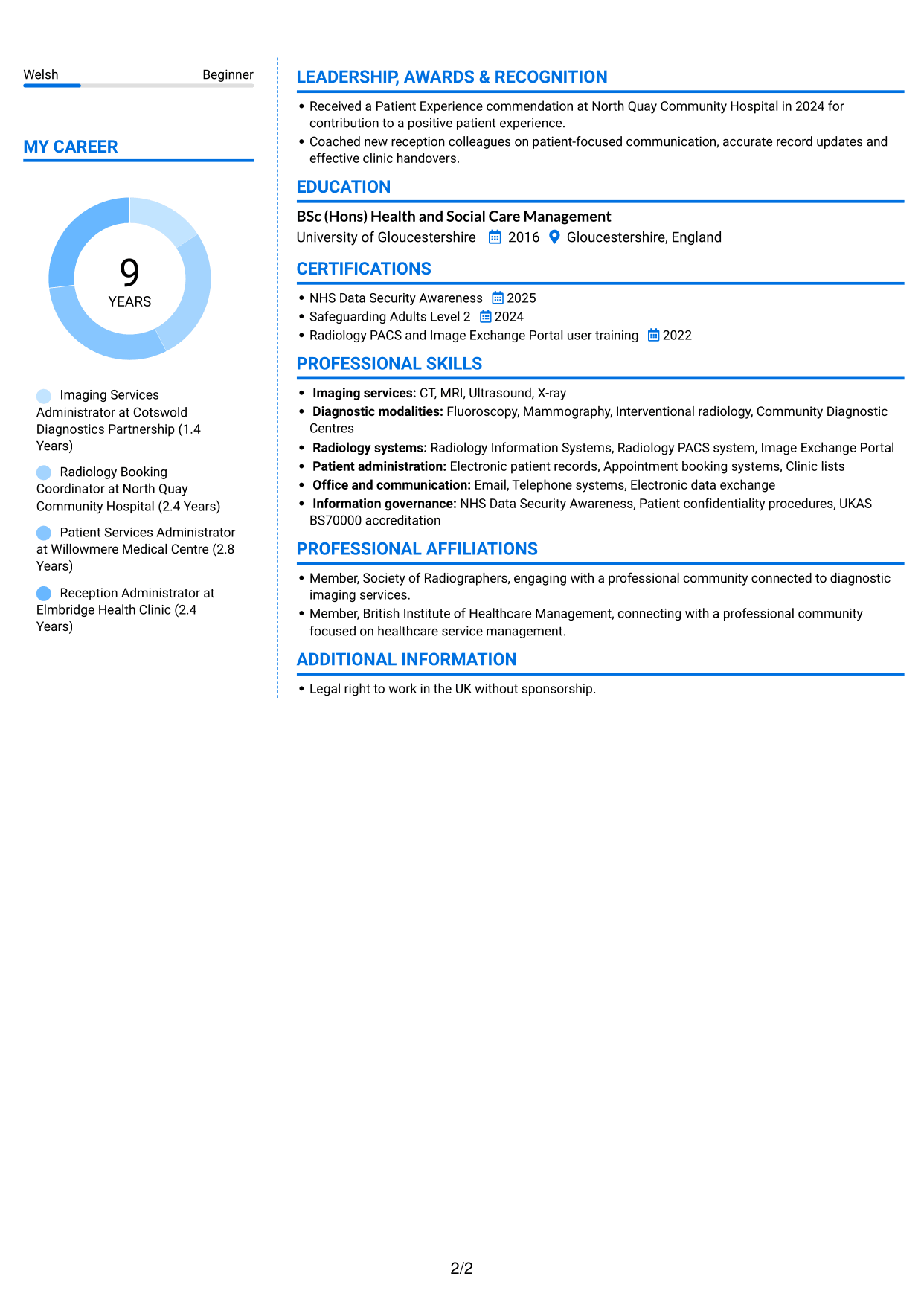 CV example — page 2