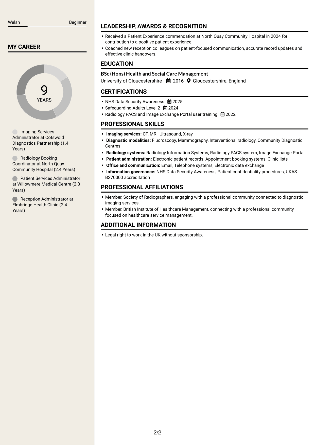 CV example — page 2