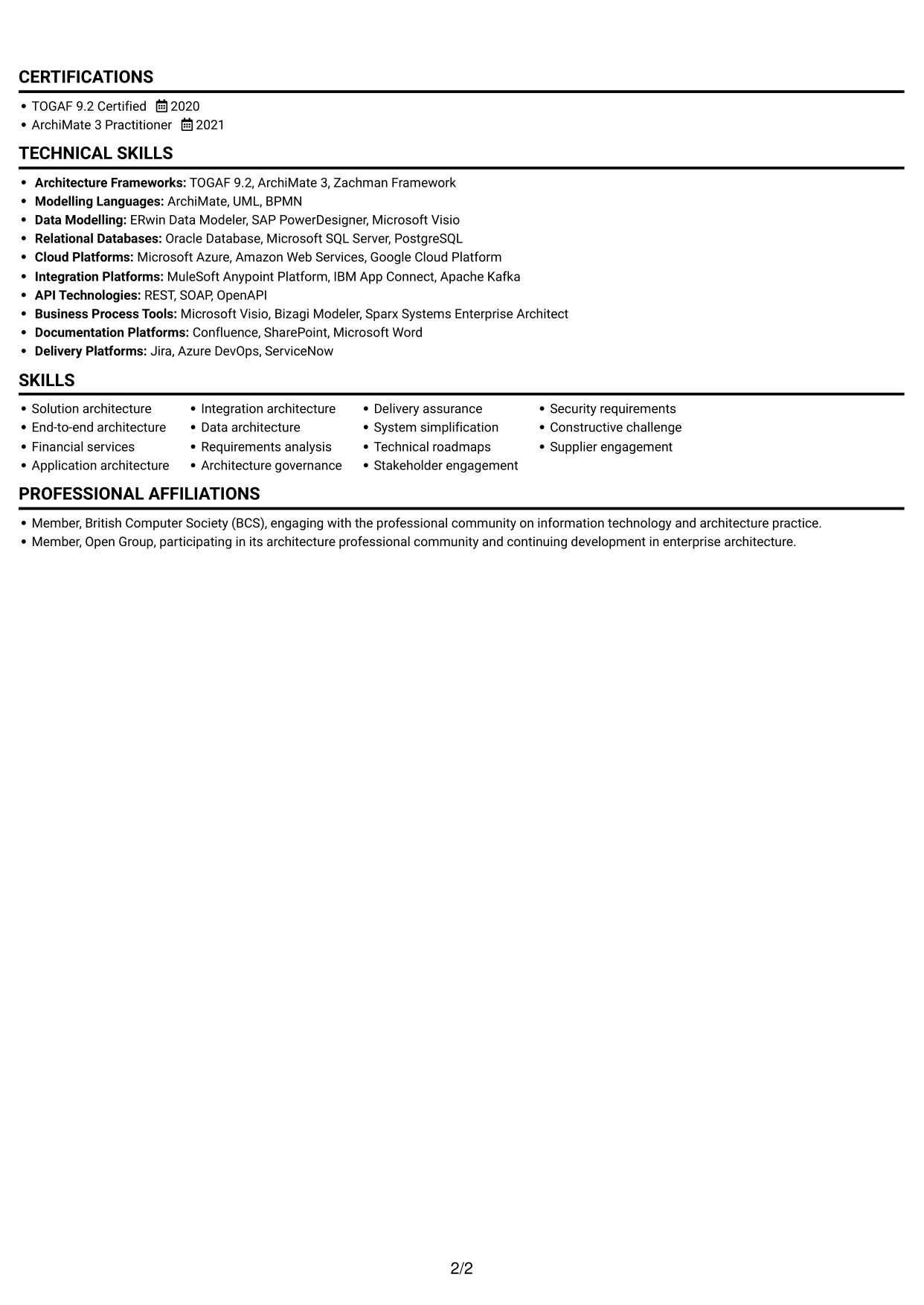 CV example — page 2