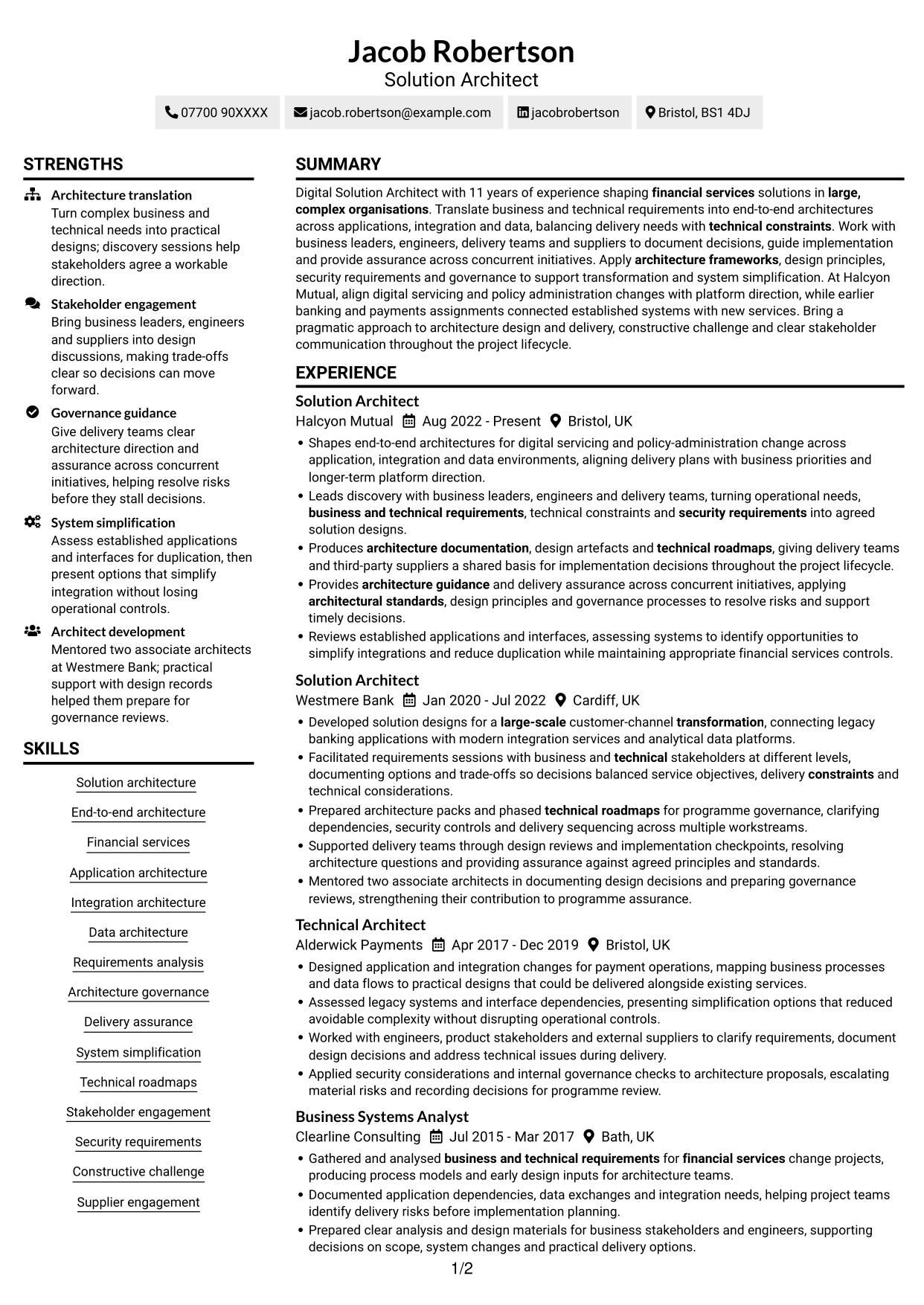 CV example — page 1