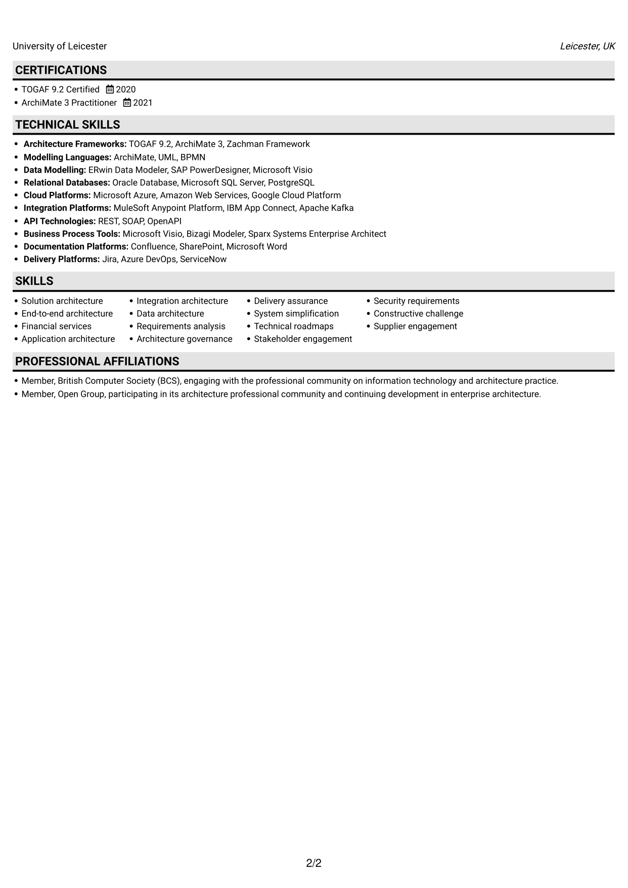 CV example — page 2
