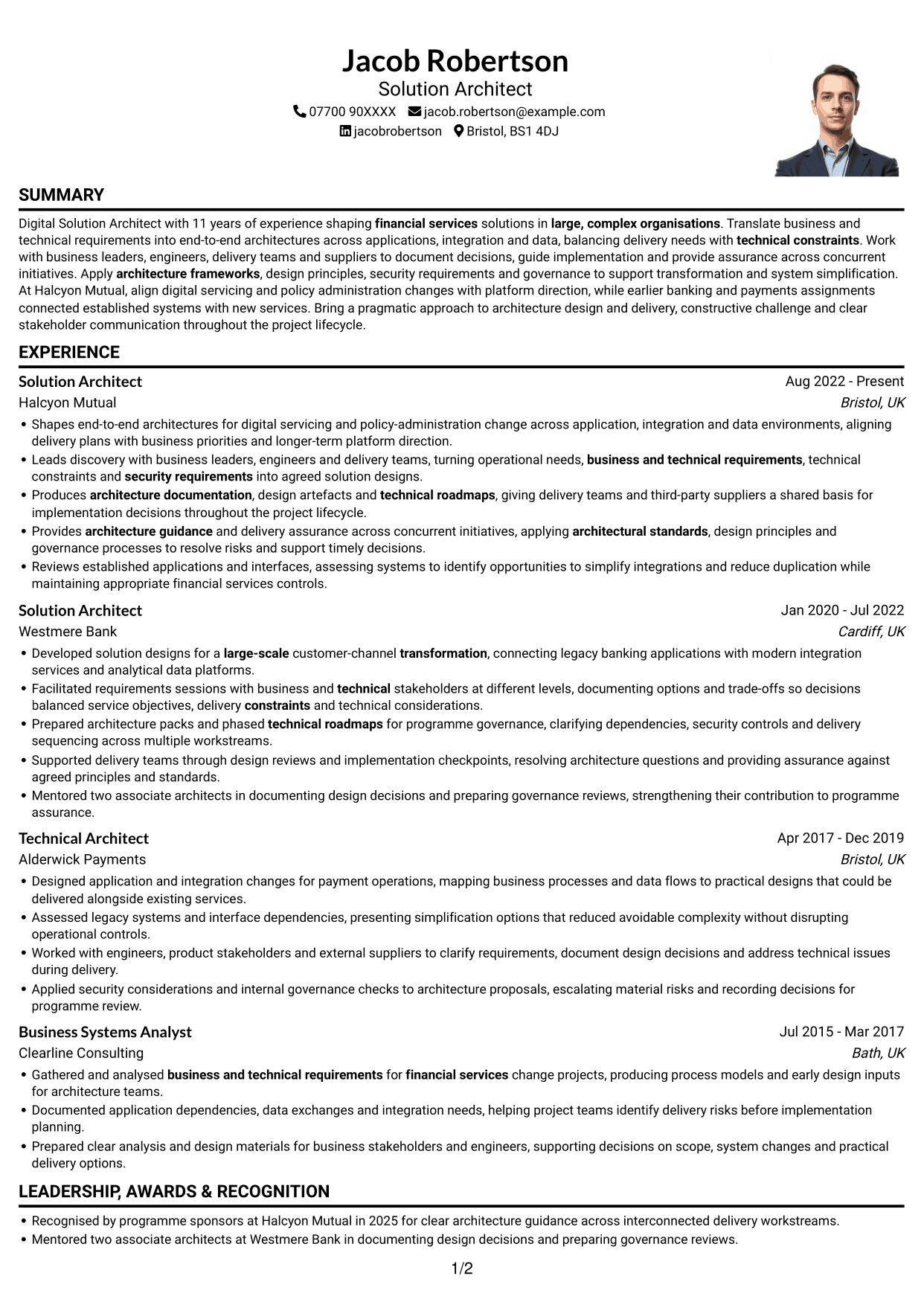 CV example — page 1