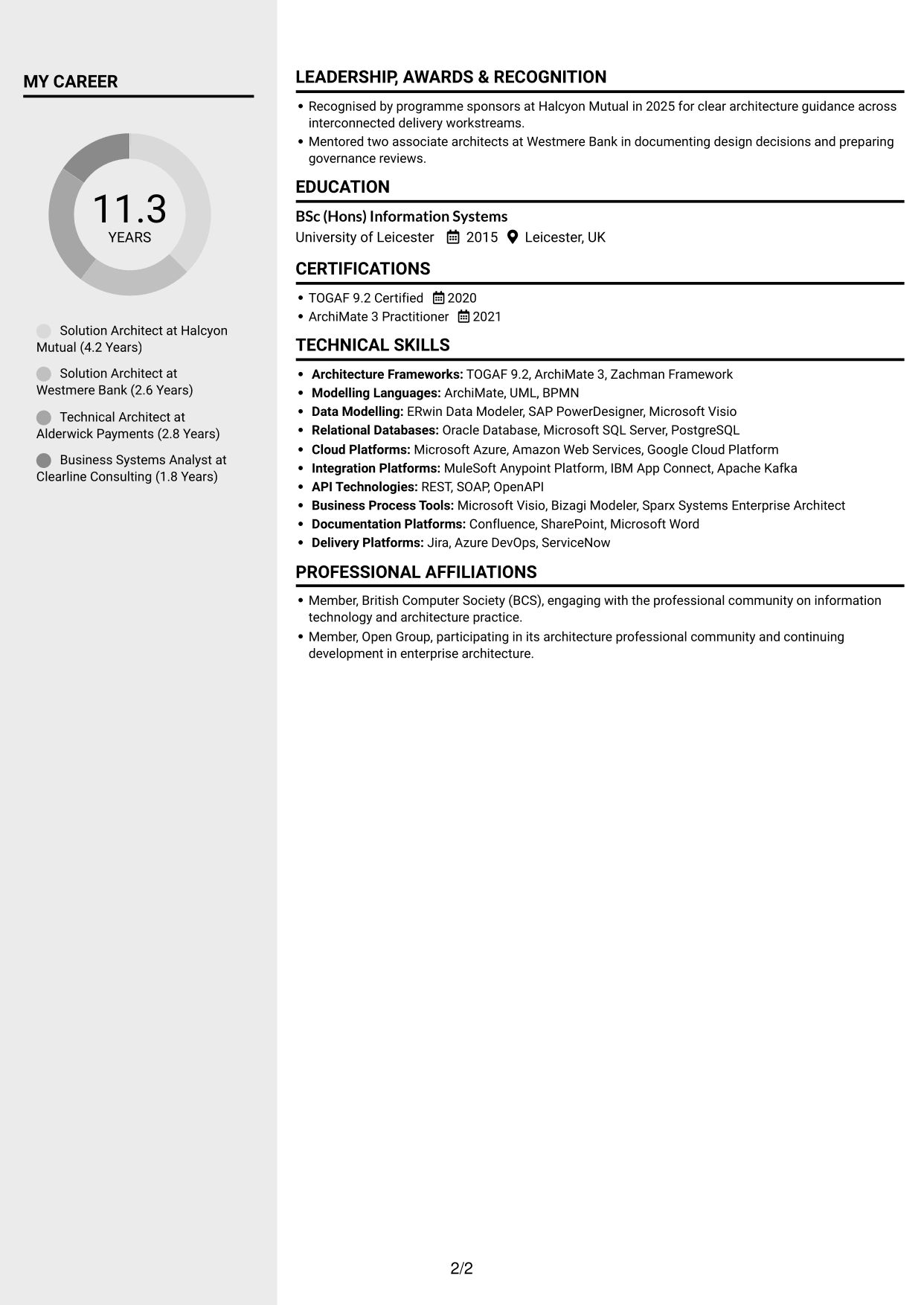 CV example — page 2