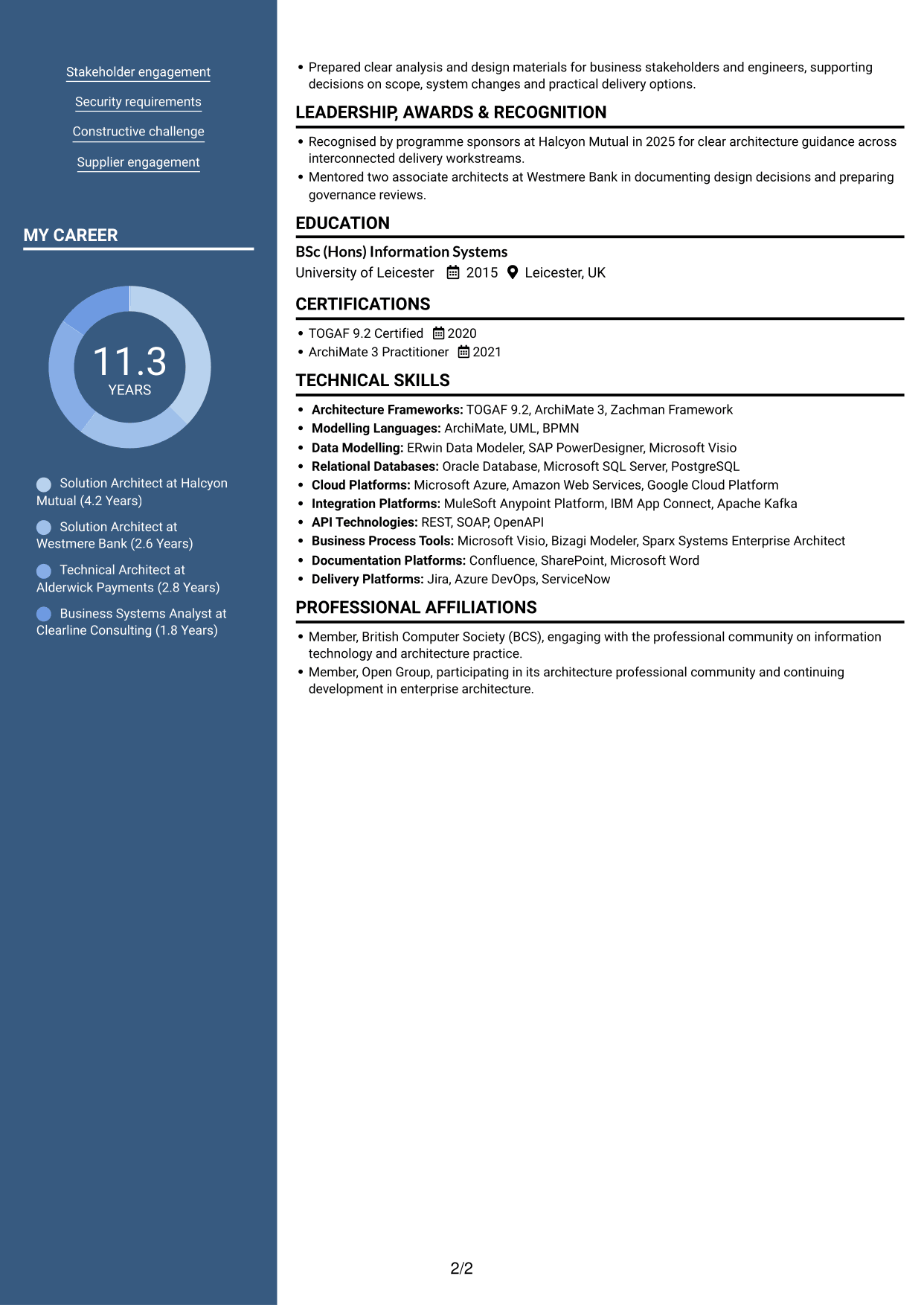 CV example — page 2