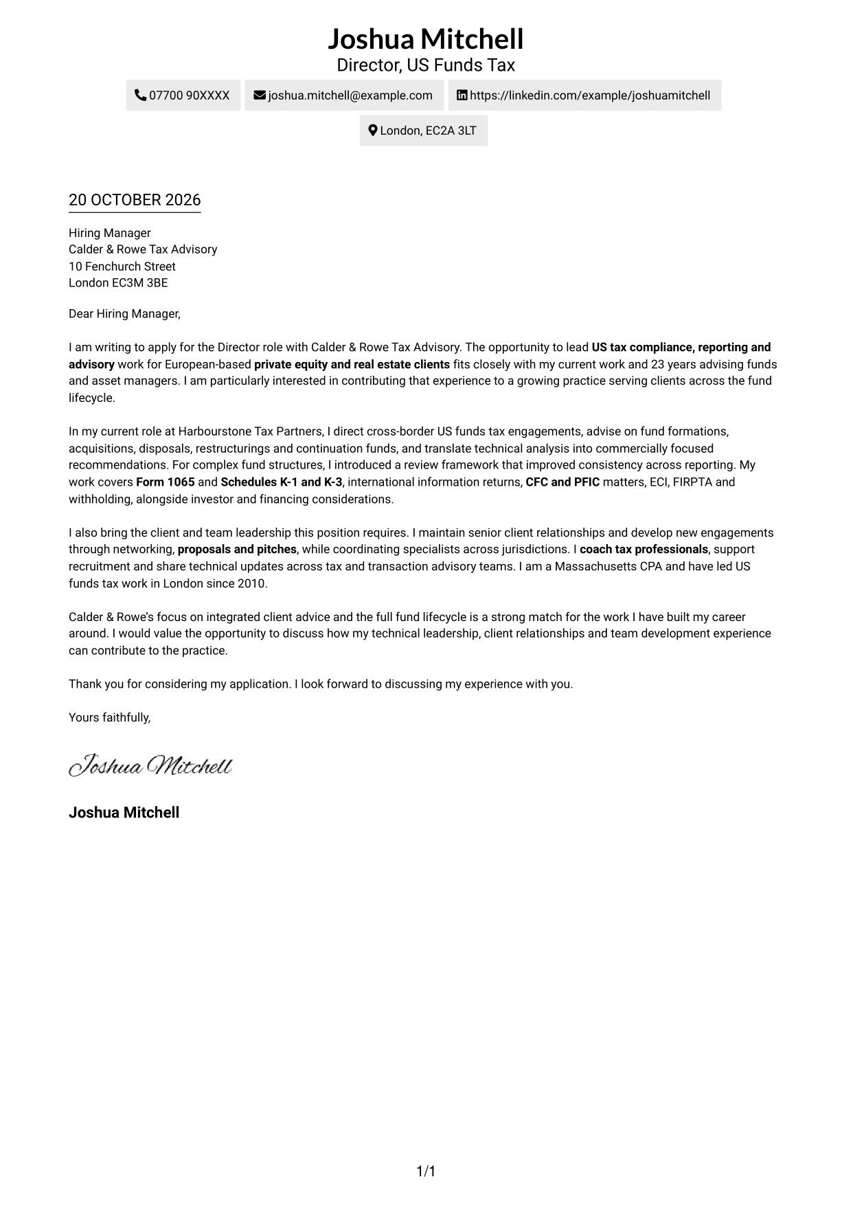 Cover letter example — page 1