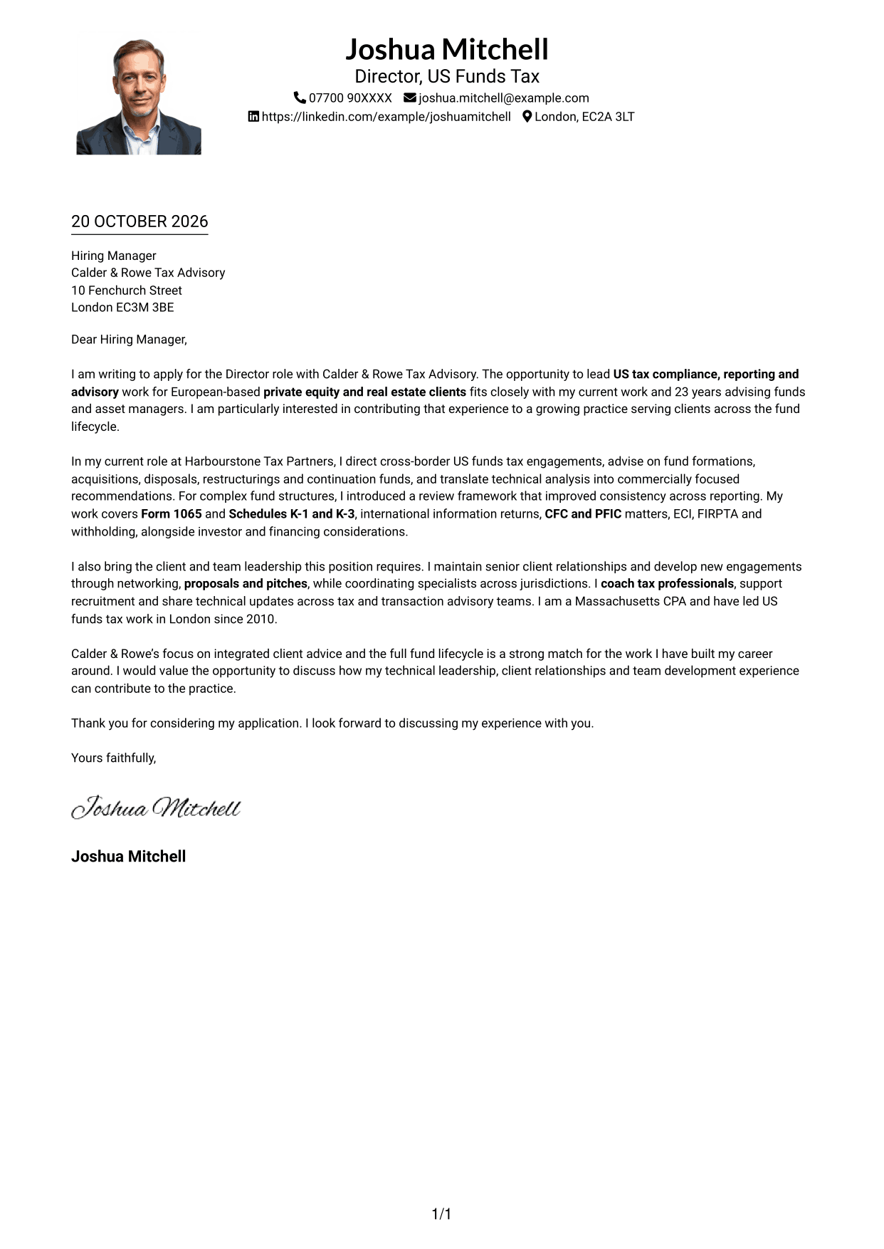 Cover letter example — page 1