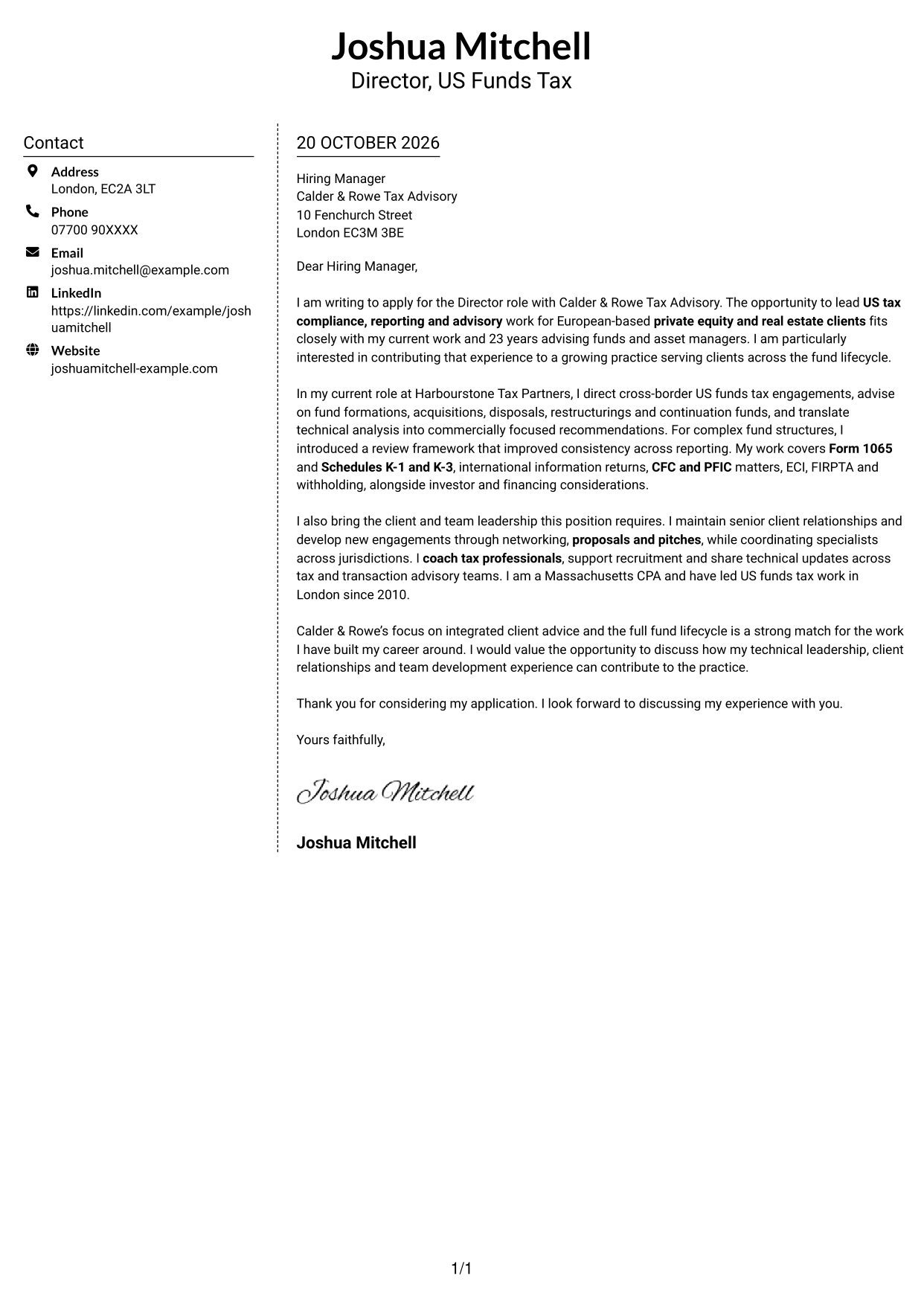 Cover letter example — page 1