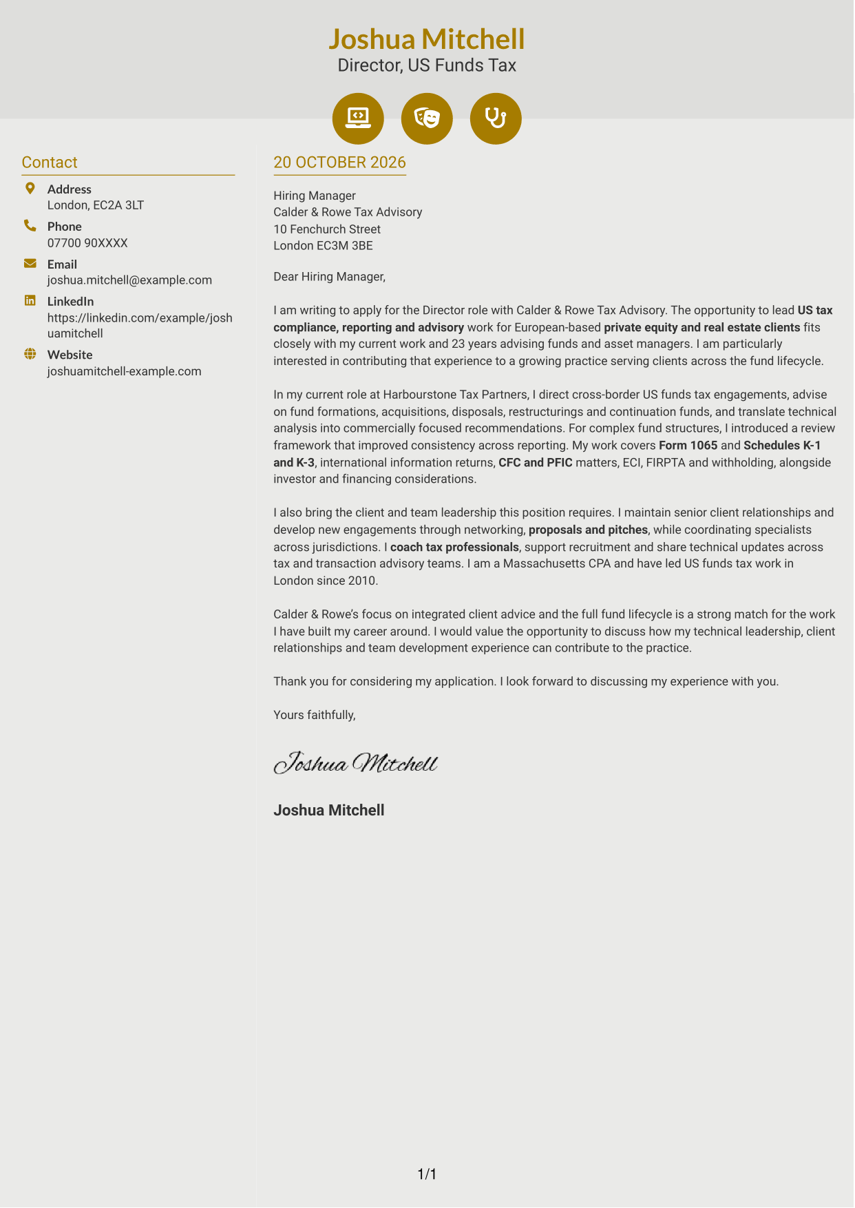 Cover letter example — page 1